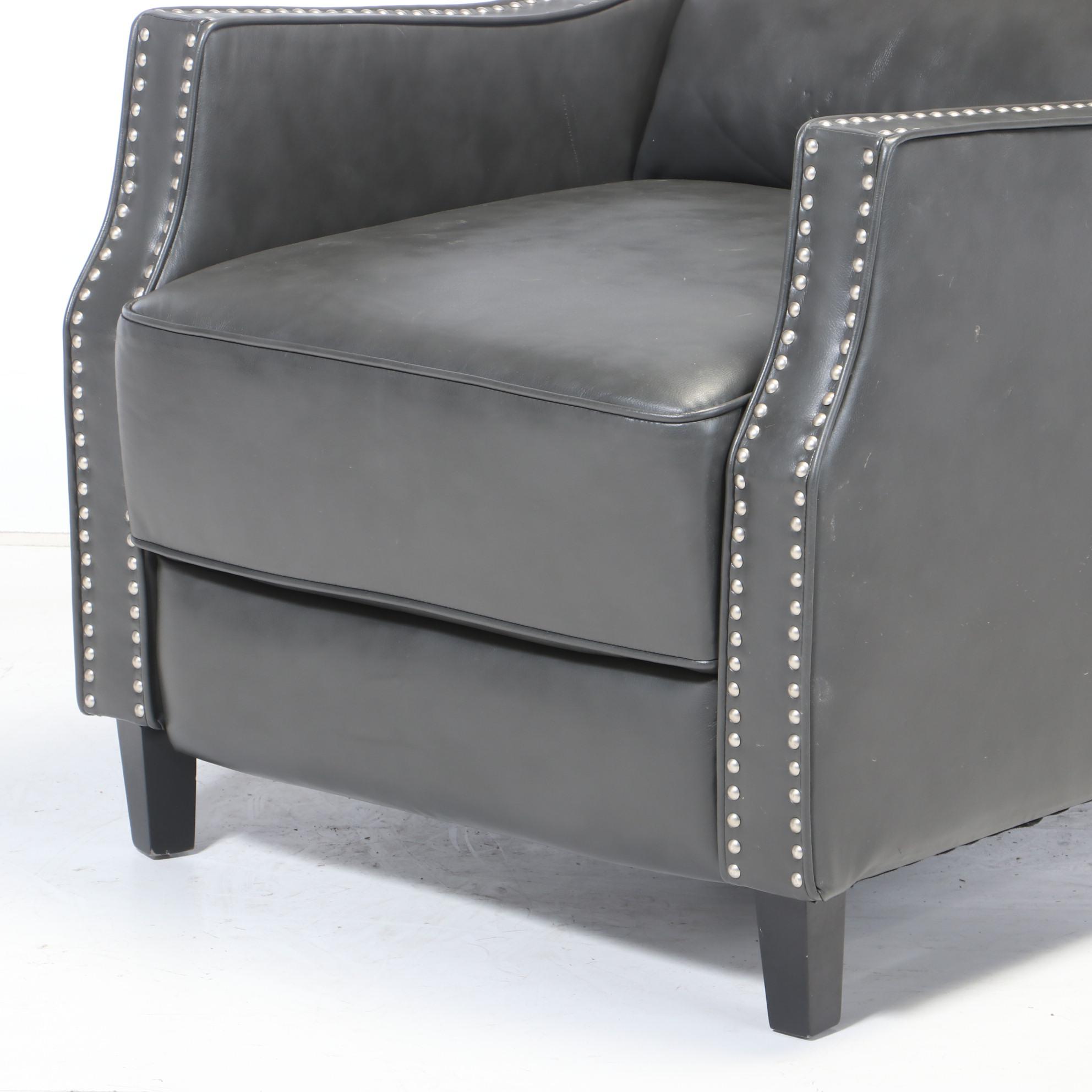Vinyl Upholstered Recliner with Nailhead Detail