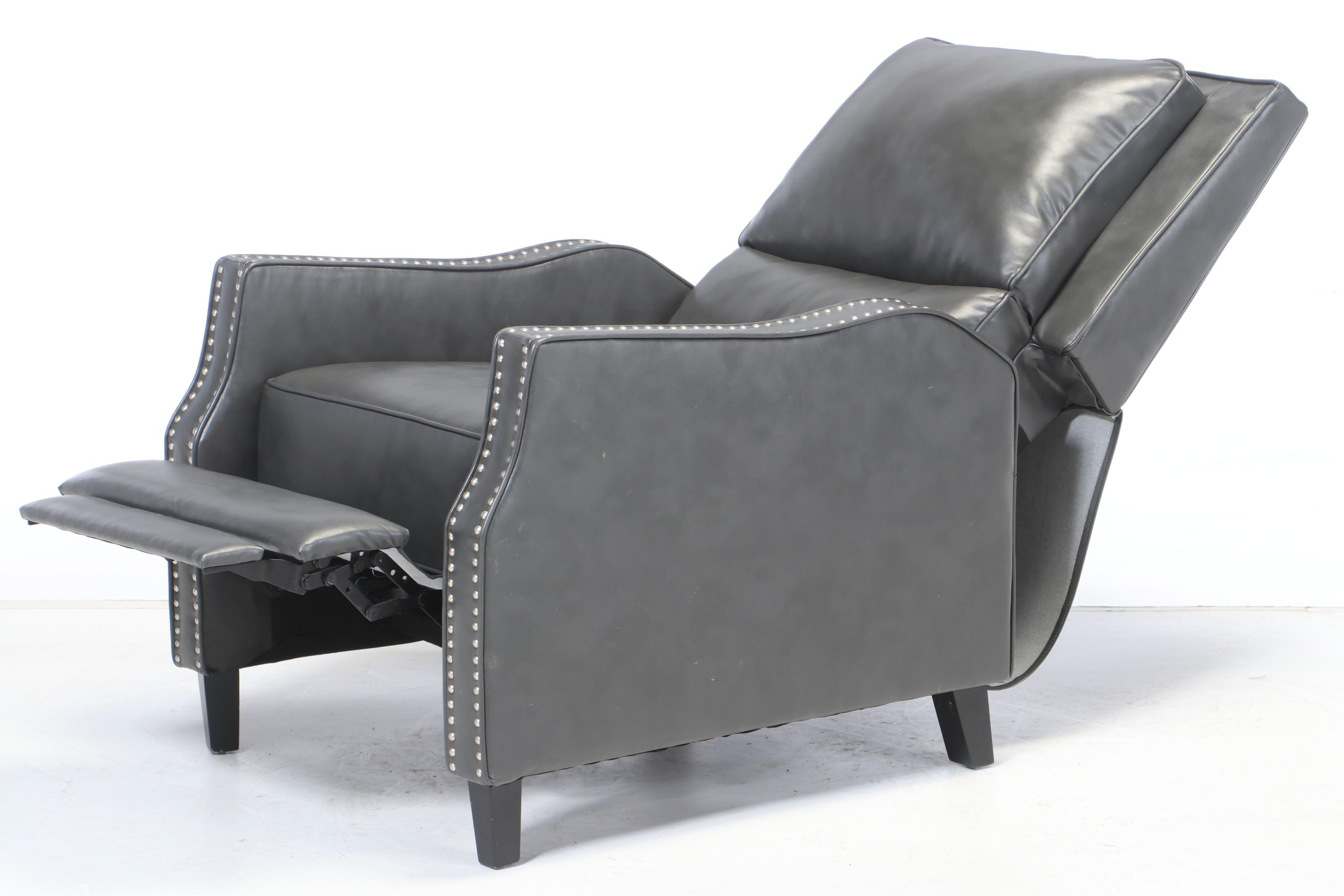 Vinyl Upholstered Recliner with Nailhead Detail
