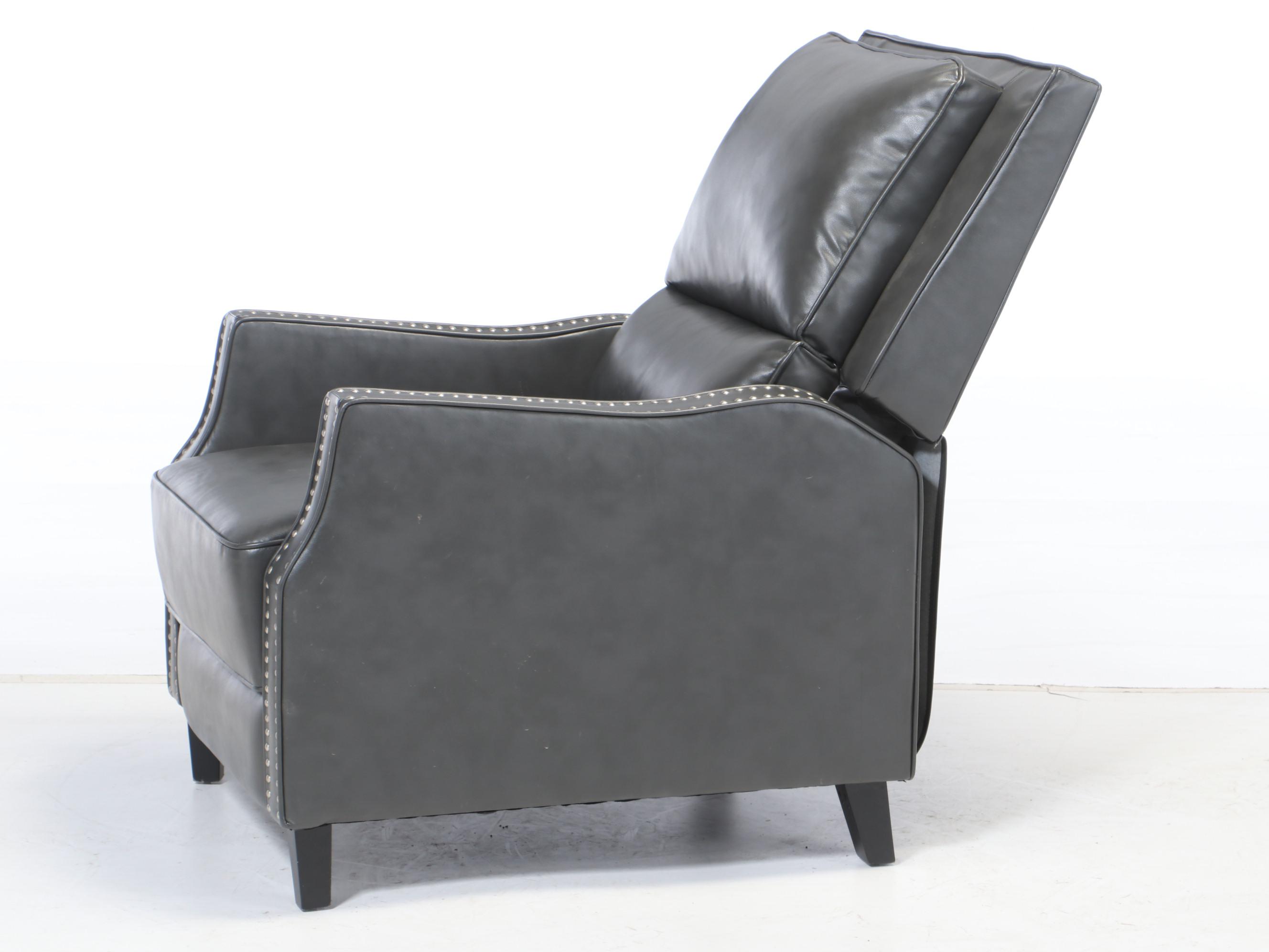 Vinyl Upholstered Recliner with Nailhead Detail