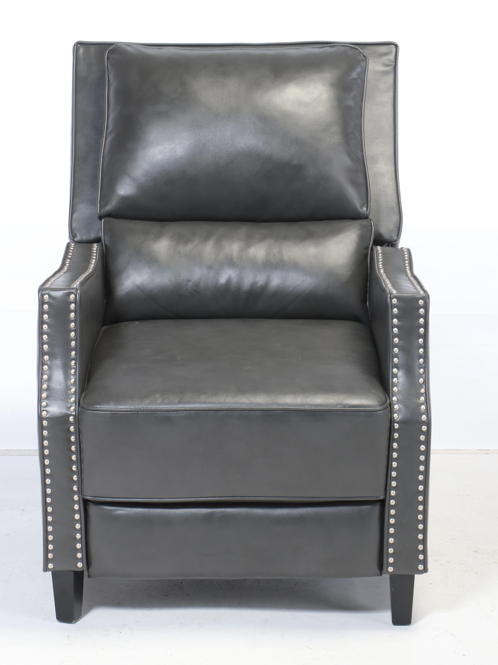 Vinyl Upholstered Recliner with Nailhead Detail