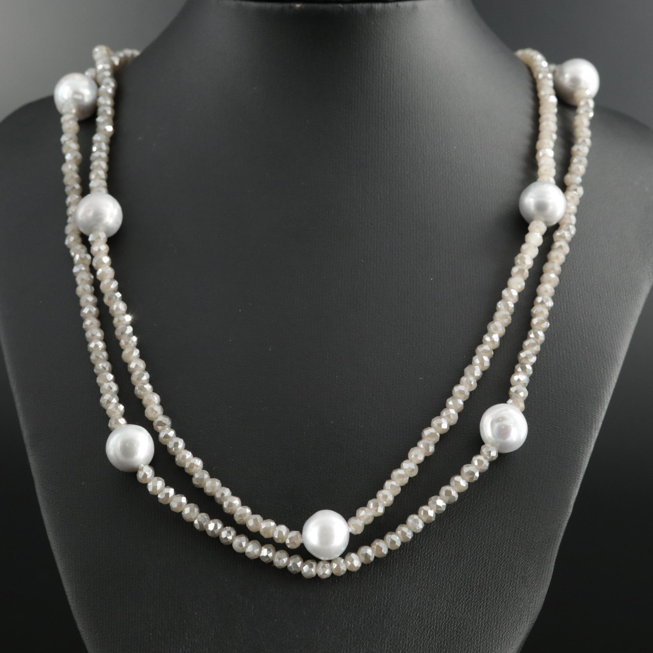Cultured Pearl and Glass Strand Endless Necklace