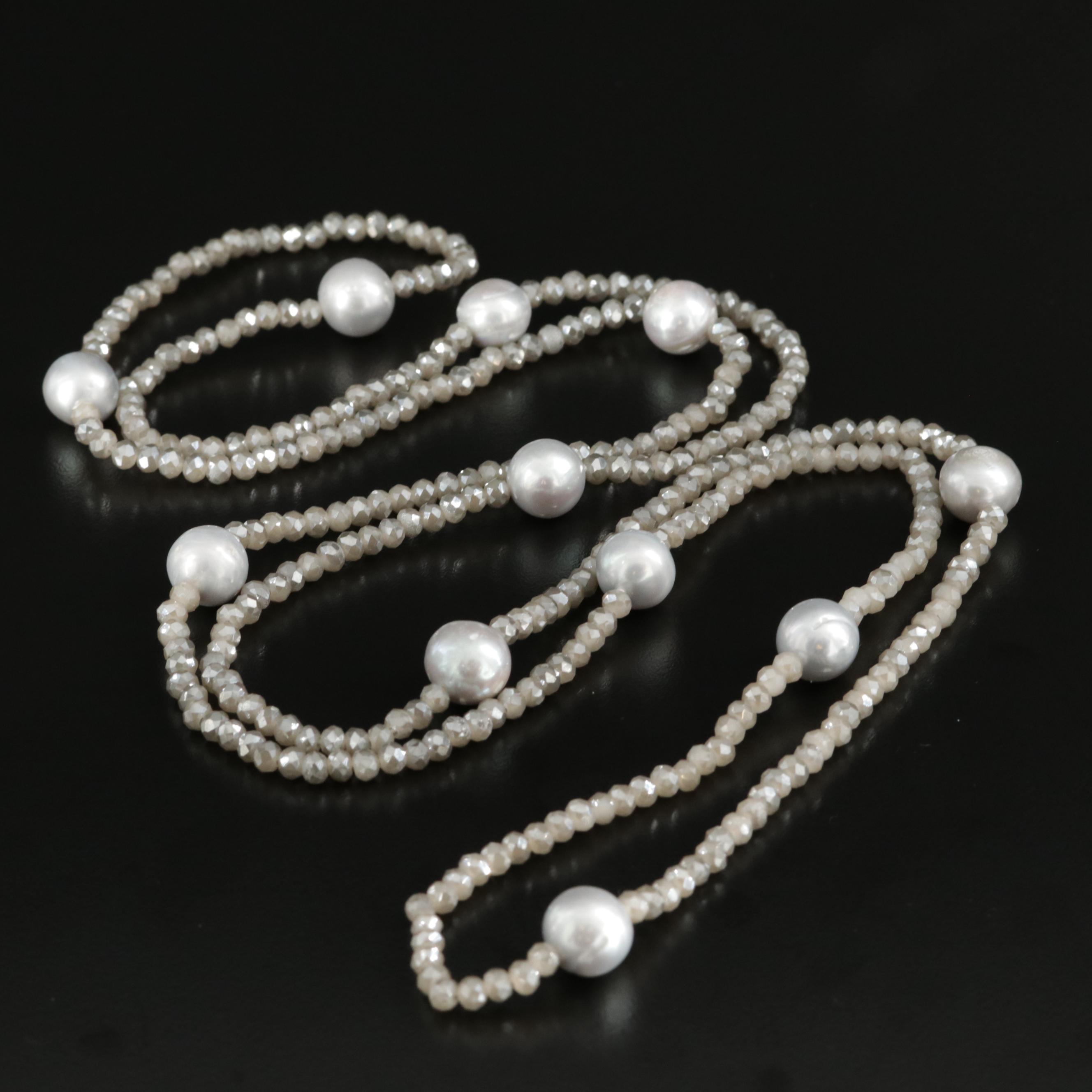 Cultured Pearl and Glass Strand Endless Necklace
