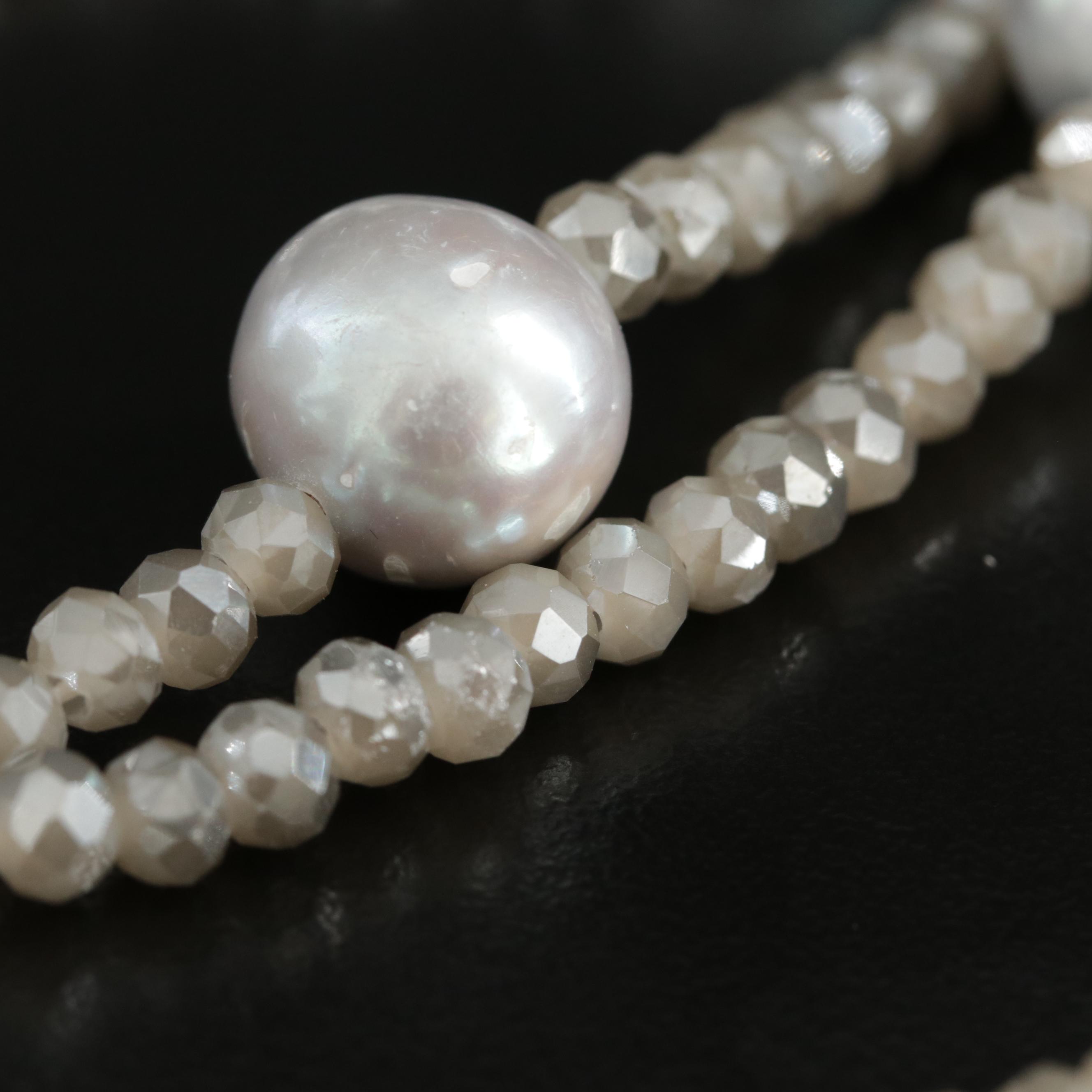 Cultured Pearl and Glass Strand Endless Necklace