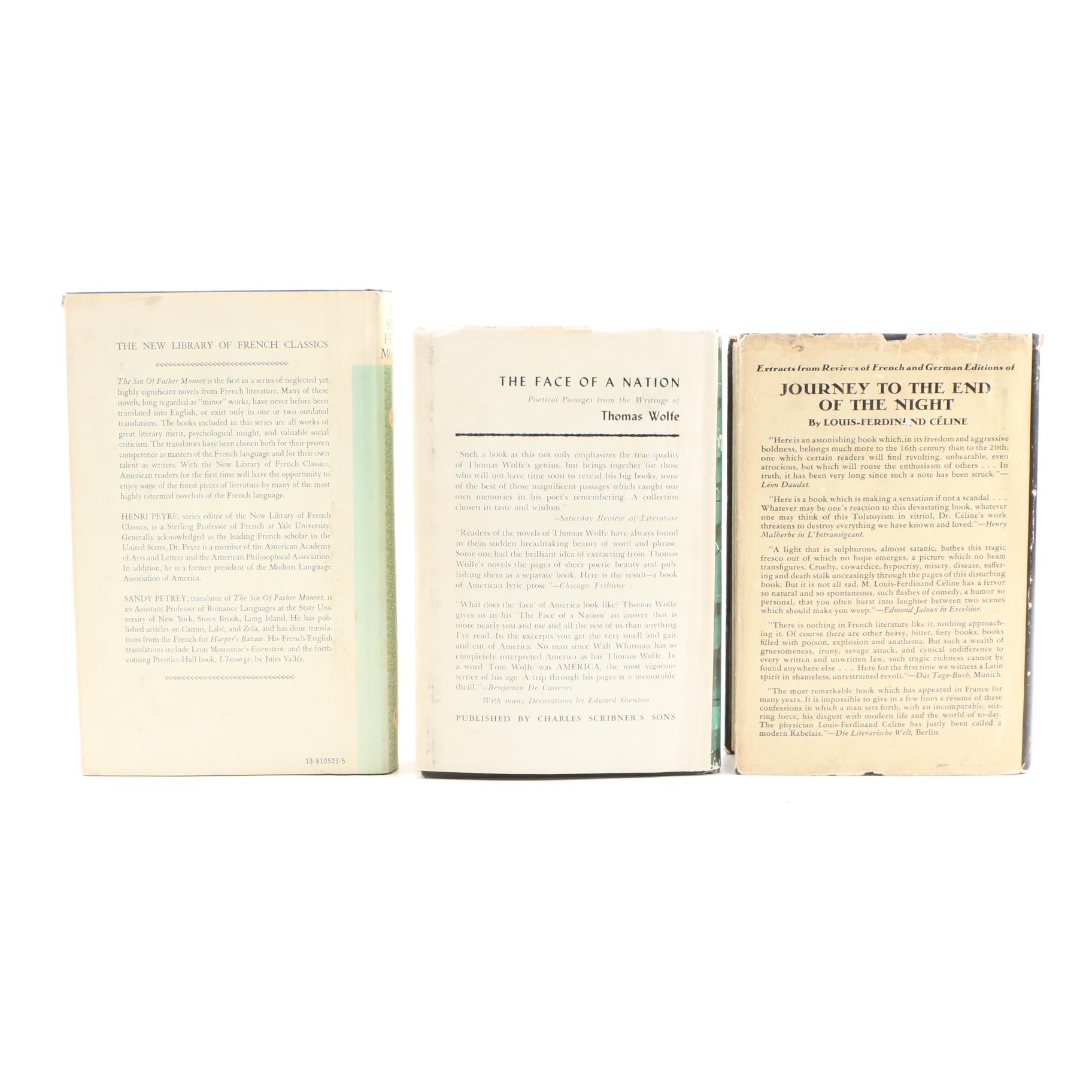 Fiction Books Including Vladimir Nabokov, Thomas Wolfe, and Émile Zola