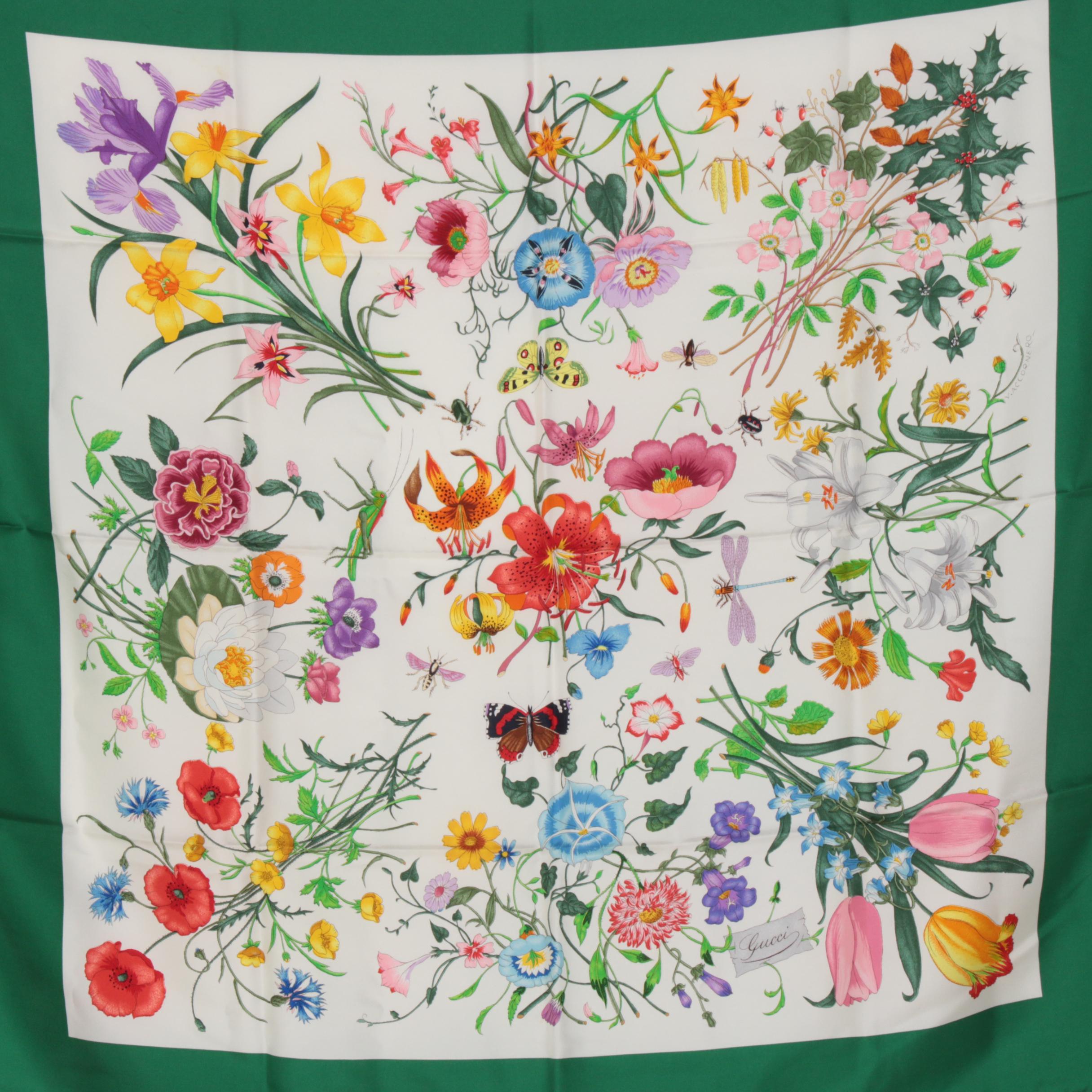 Gucci "Flora" by Vittorio Accornero de Testa Silk Scarf, Vintage
