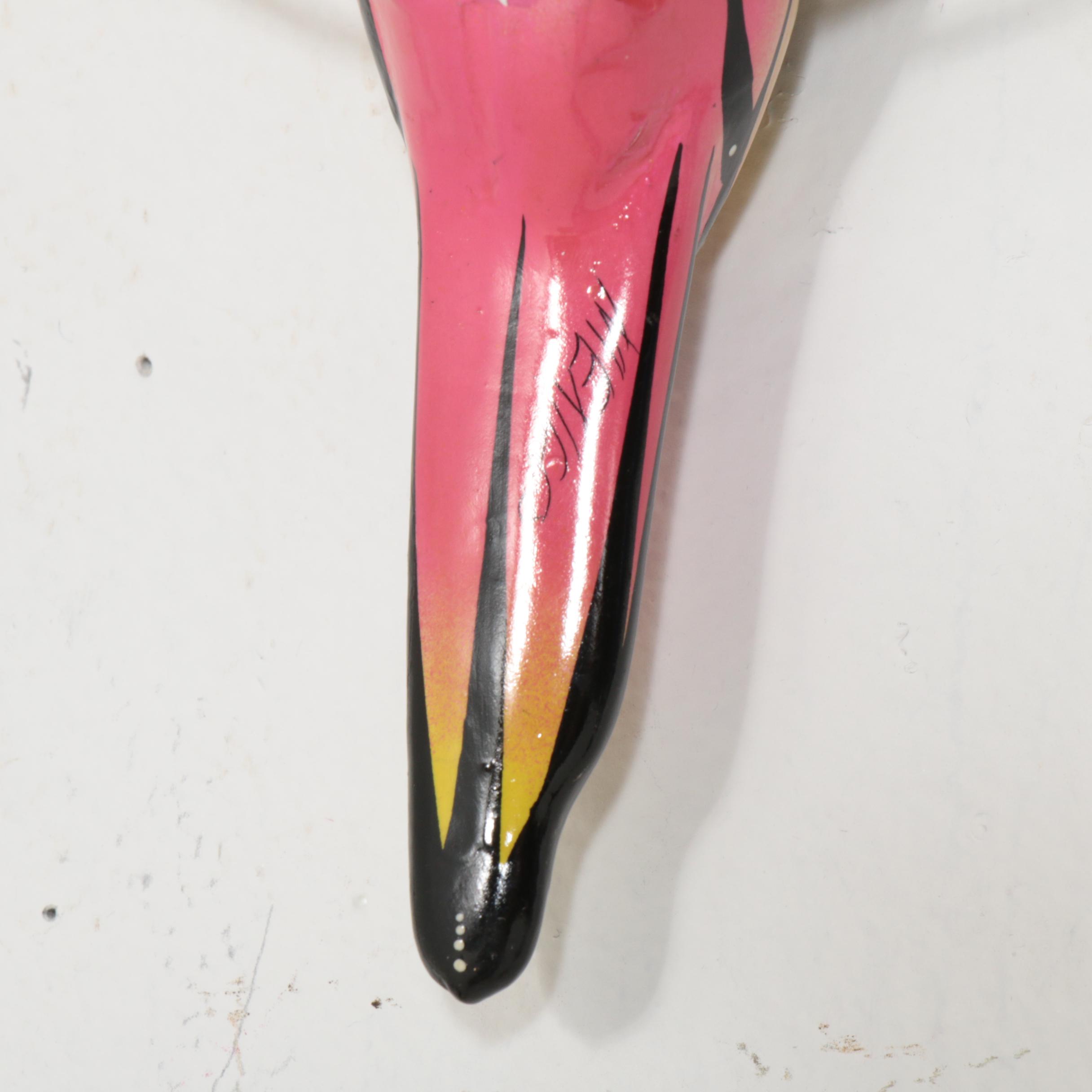 Hanging Ceramic Tropical Bird Figurines, Signed