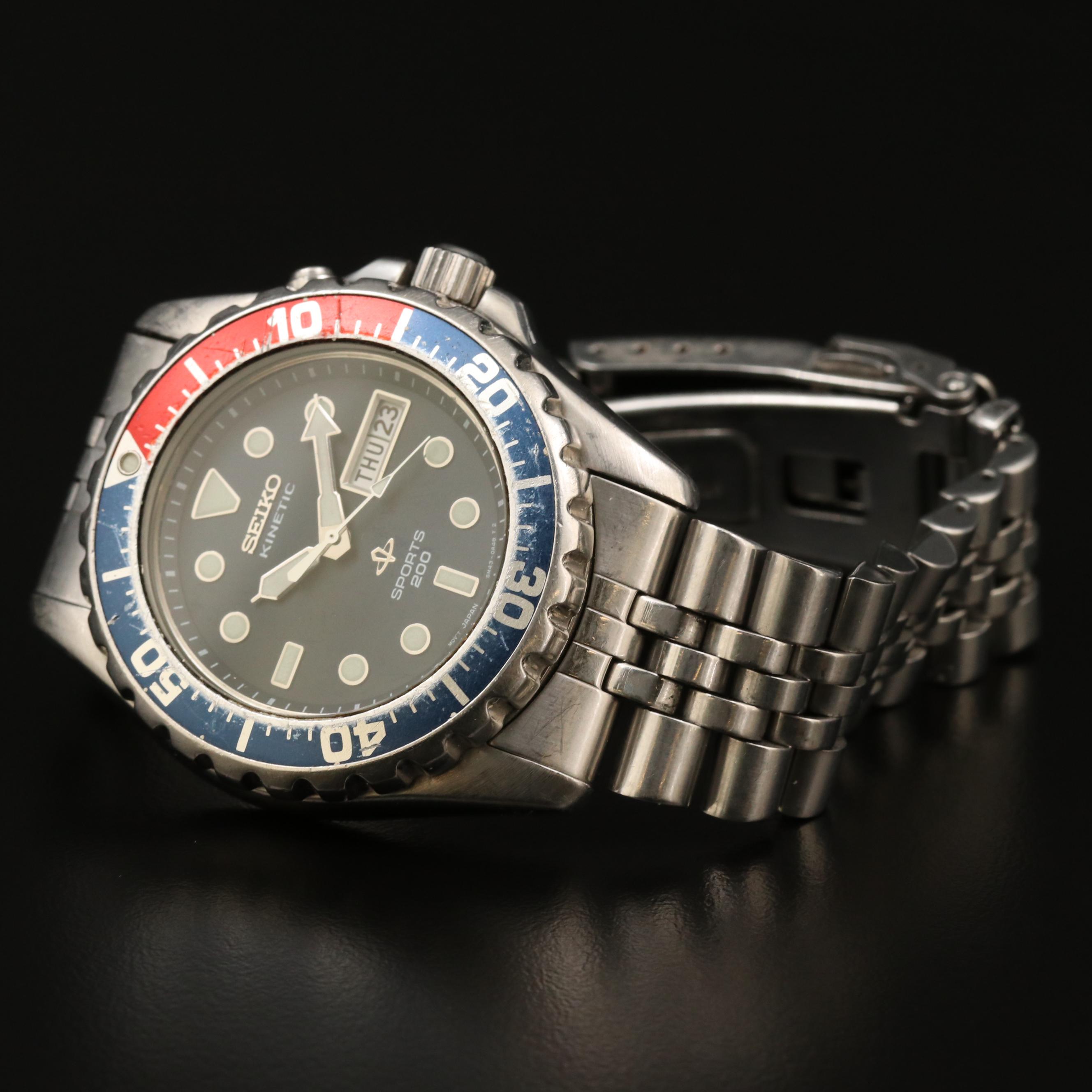 Seiko SKJ Kinetic Sports 200 Stainless Steel Watch