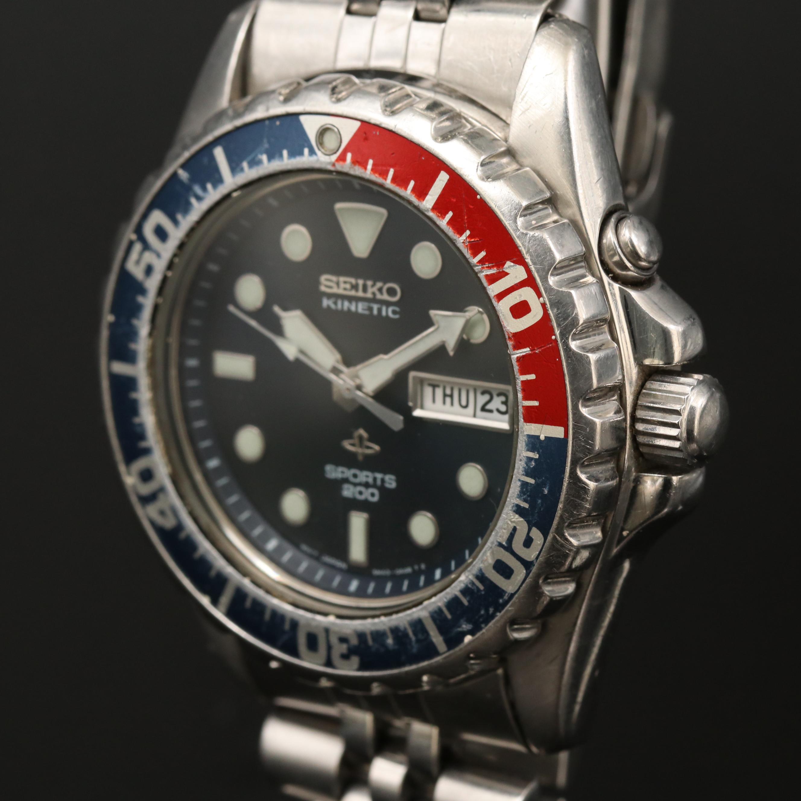 Seiko SKJ Kinetic Sports 200 Stainless Steel Watch