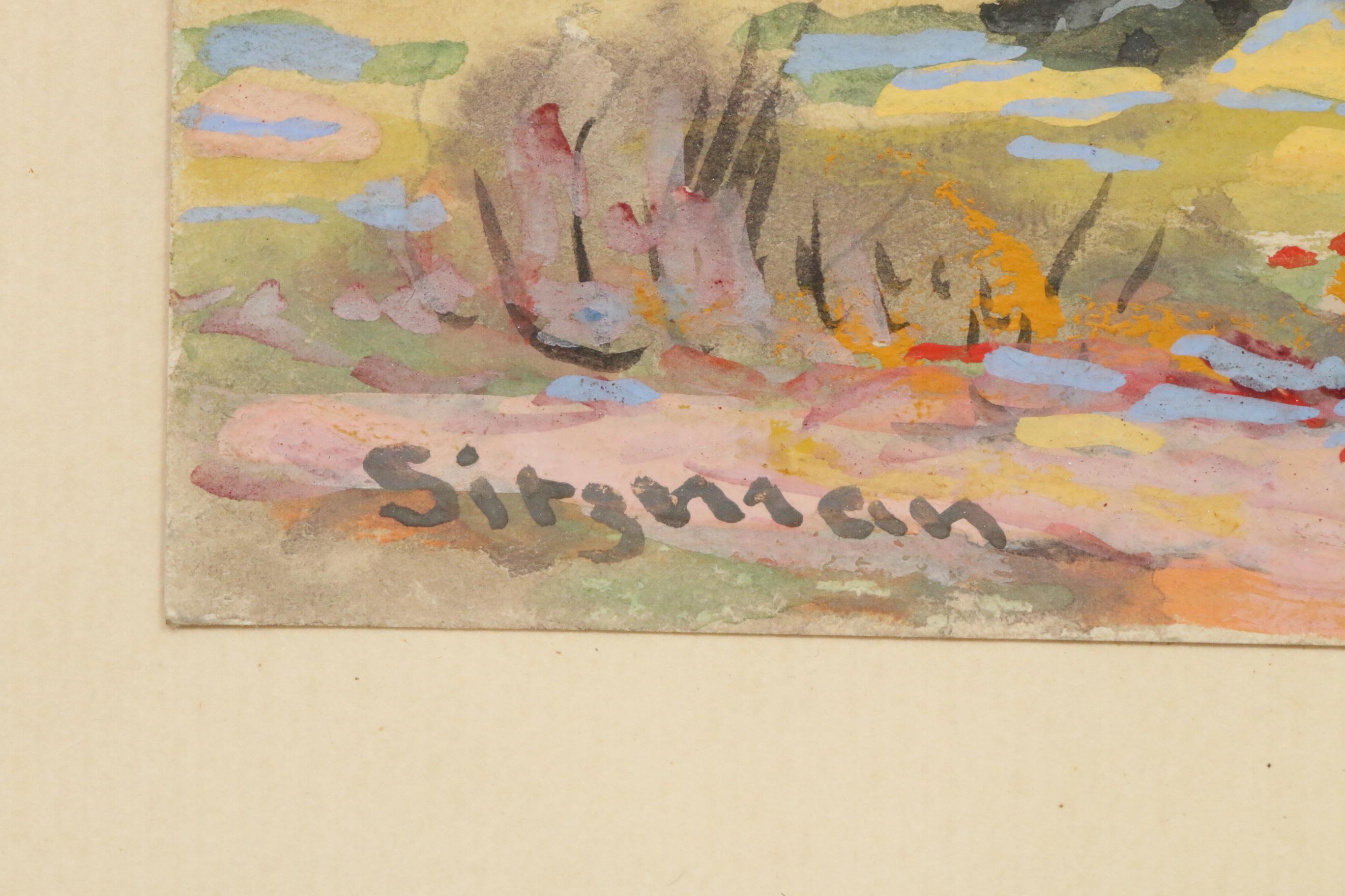 Edward Sitzman Brown County, Indiana Landscape Gouache Painting, circa 1930