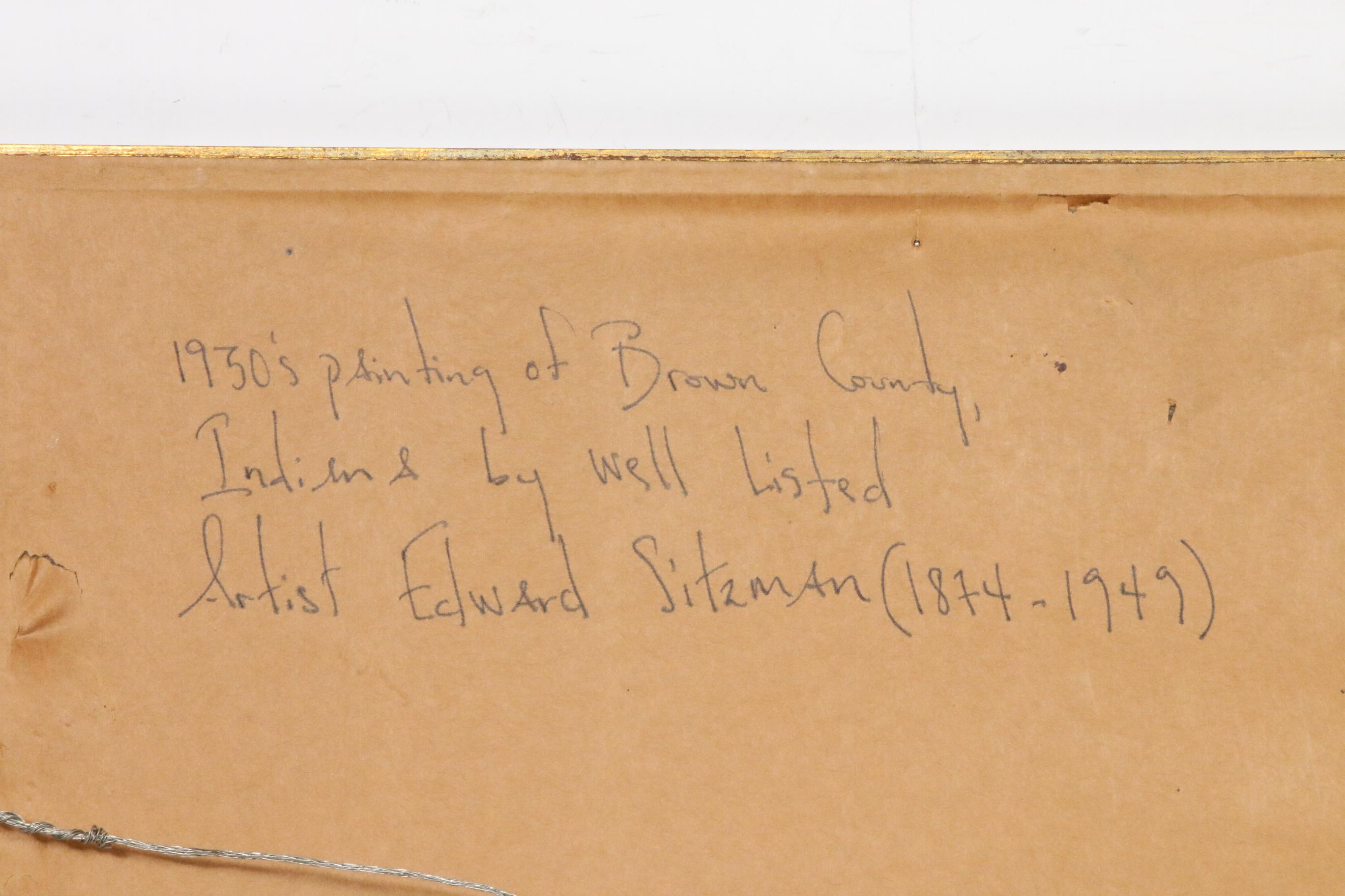 Edward Sitzman Brown County, Indiana Landscape Gouache Painting, circa 1930