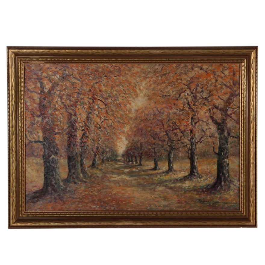 Raphael Senseman Autumn Landscape Oil Painting, Early 20th Century