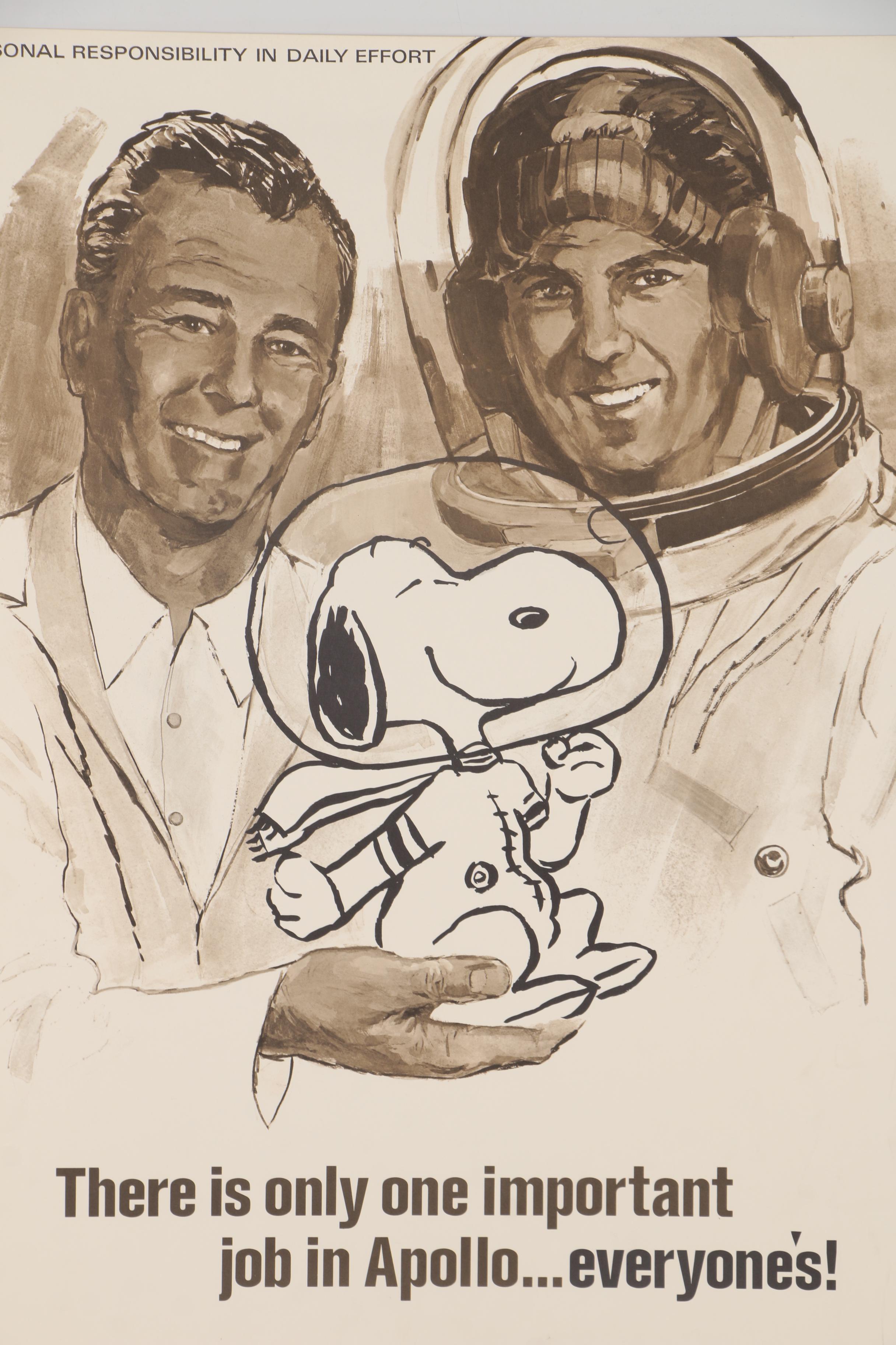 NASA Apollo Program Offset Poster Featuring Snoopy, 1968