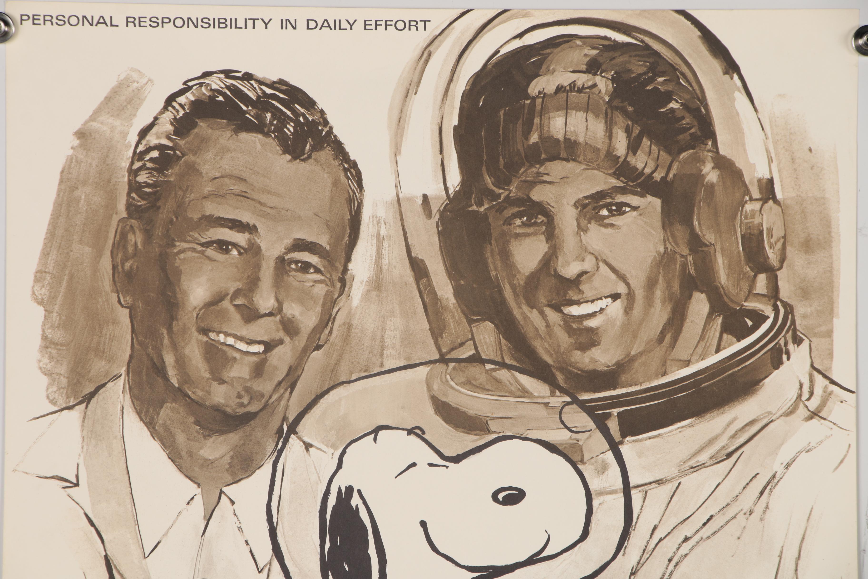 NASA Apollo Program Offset Poster Featuring Snoopy, 1968