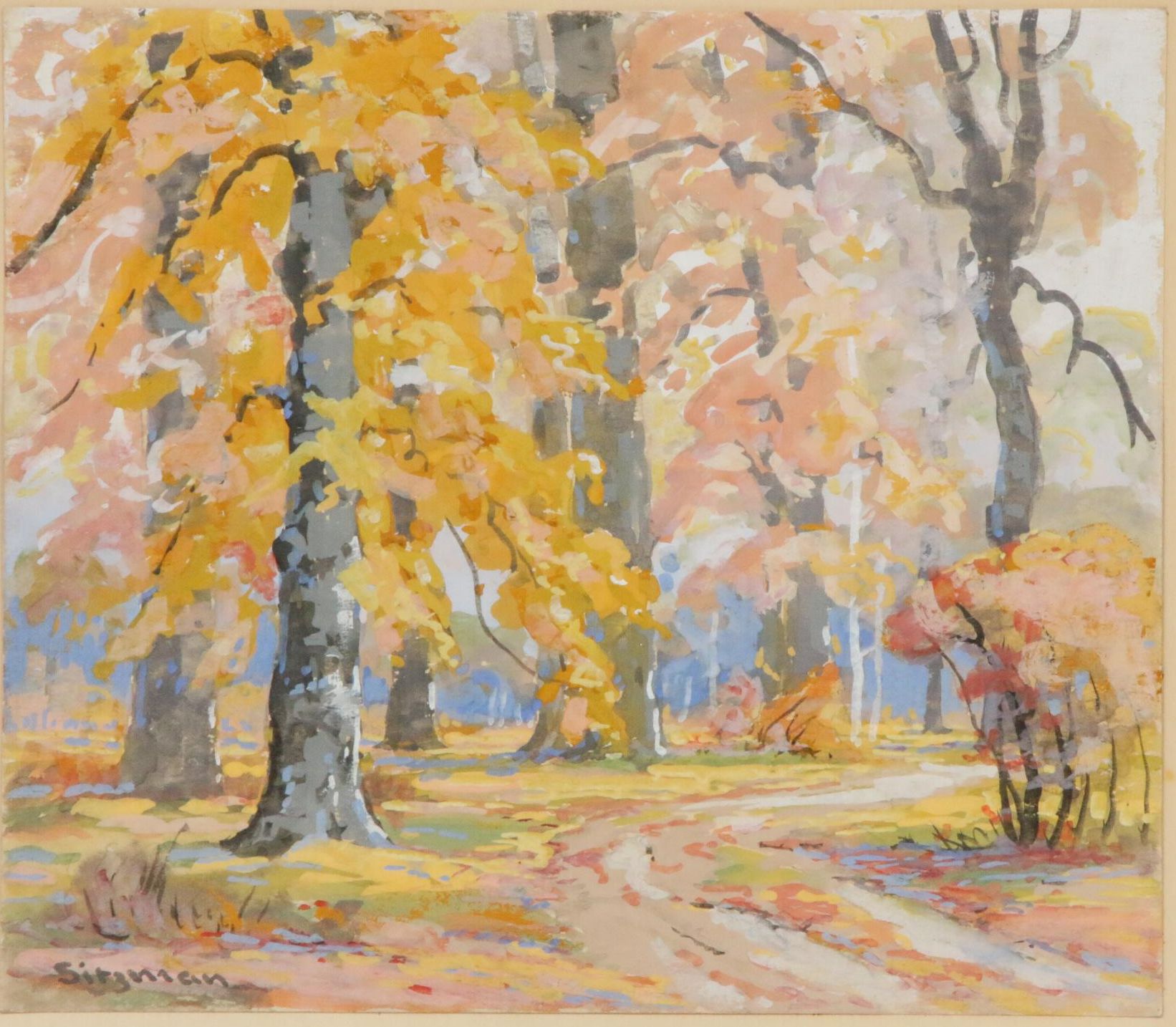 Edward Sitzman Brown County, Indiana Landscape Gouache Painting, circa 1930