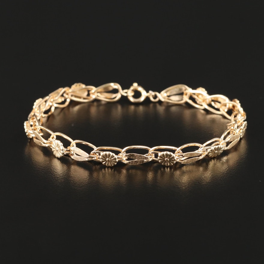 14K Yellow Gold Floral Bracelet