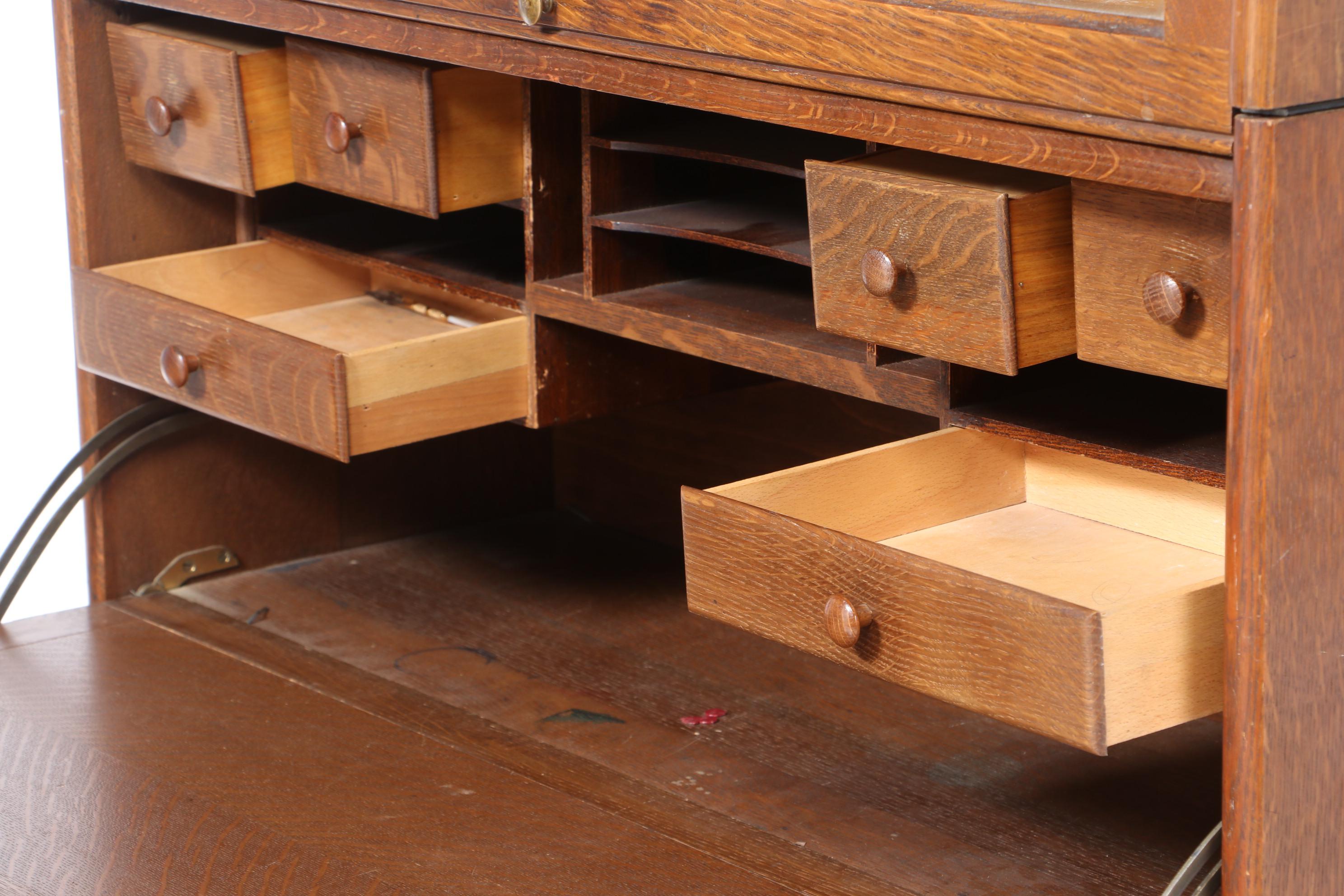 The Gunn Furniture Co. Oak Four-Stack Barrister's Secretary Bookcase