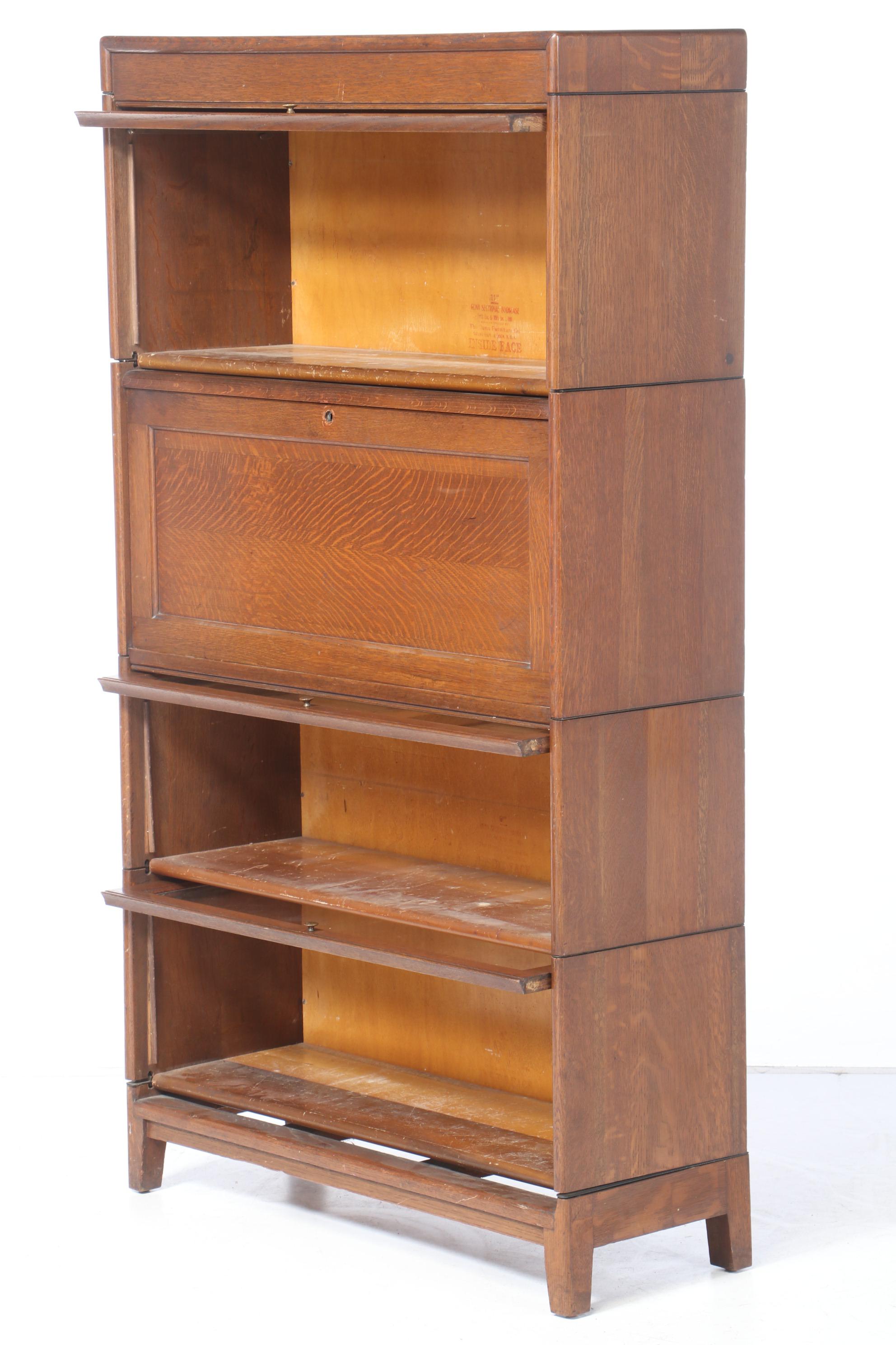 The Gunn Furniture Co. Oak Four-Stack Barrister's Secretary Bookcase