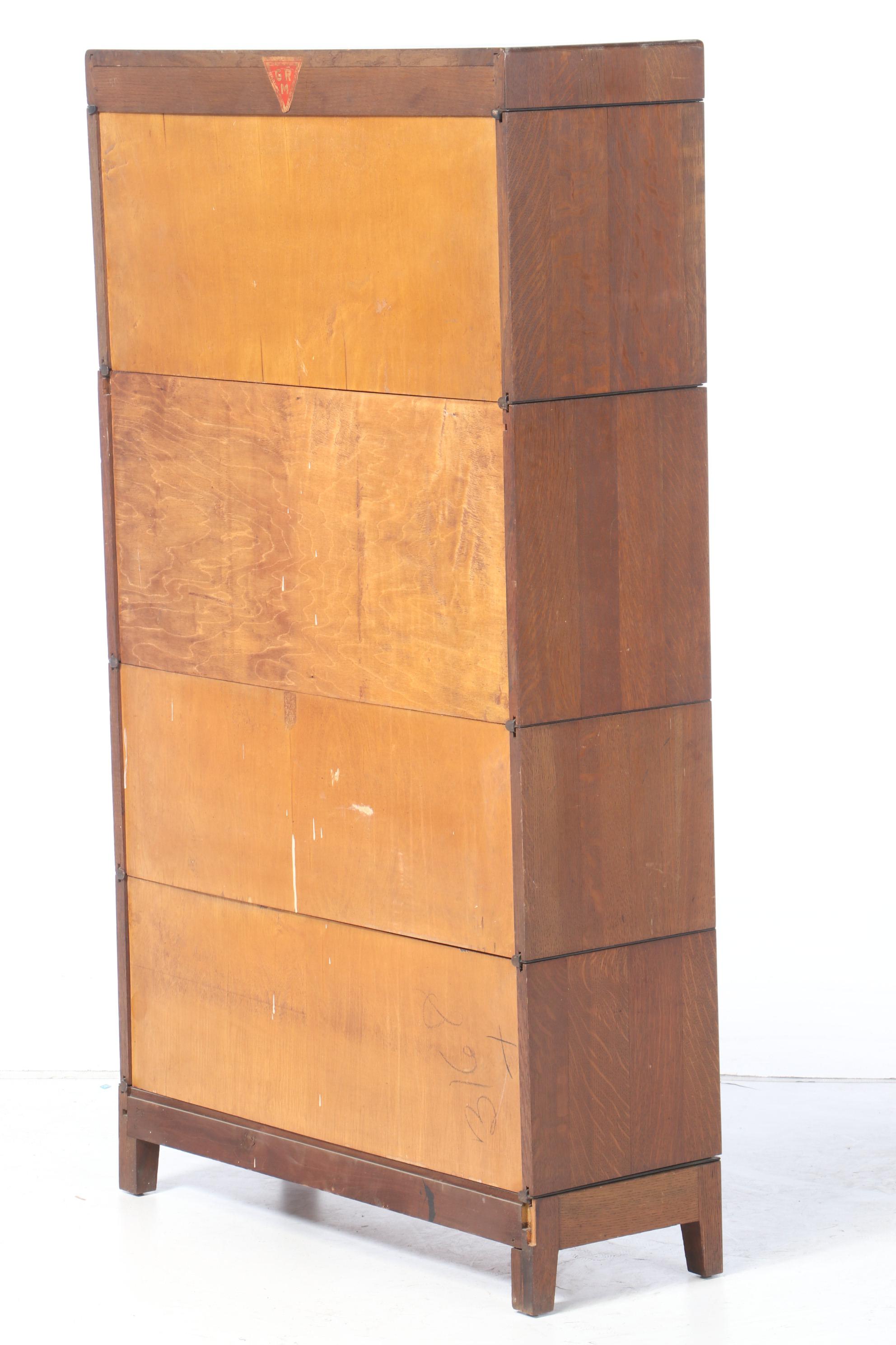 The Gunn Furniture Co. Oak Four-Stack Barrister's Secretary Bookcase