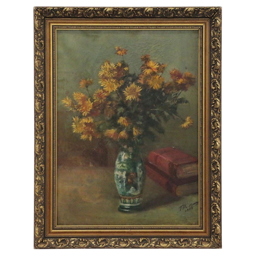 Floral Still Life Oil Painting, 1914