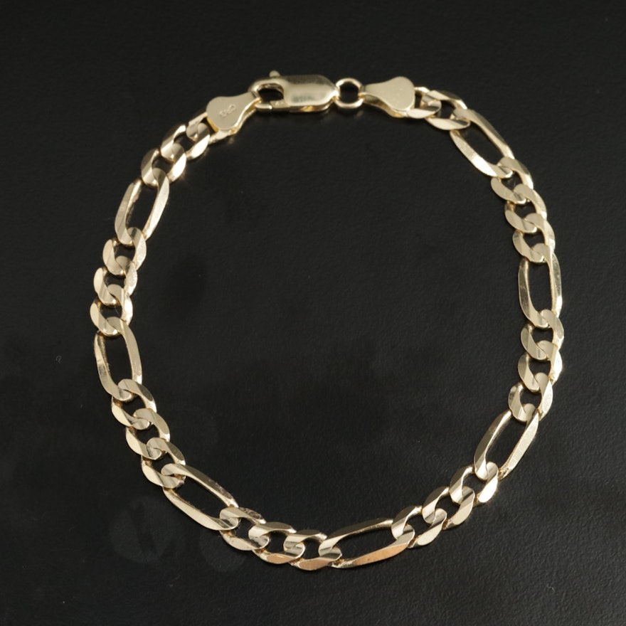 14K Yellow Gold Figaro Chain Bracelet