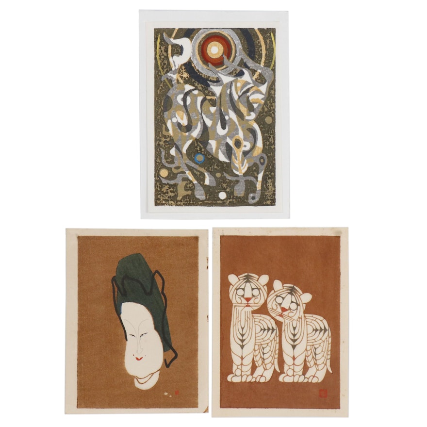 Modern Japanese Woodblocks after Tadashi Nakayama, Toshijiro Inagaki, and More