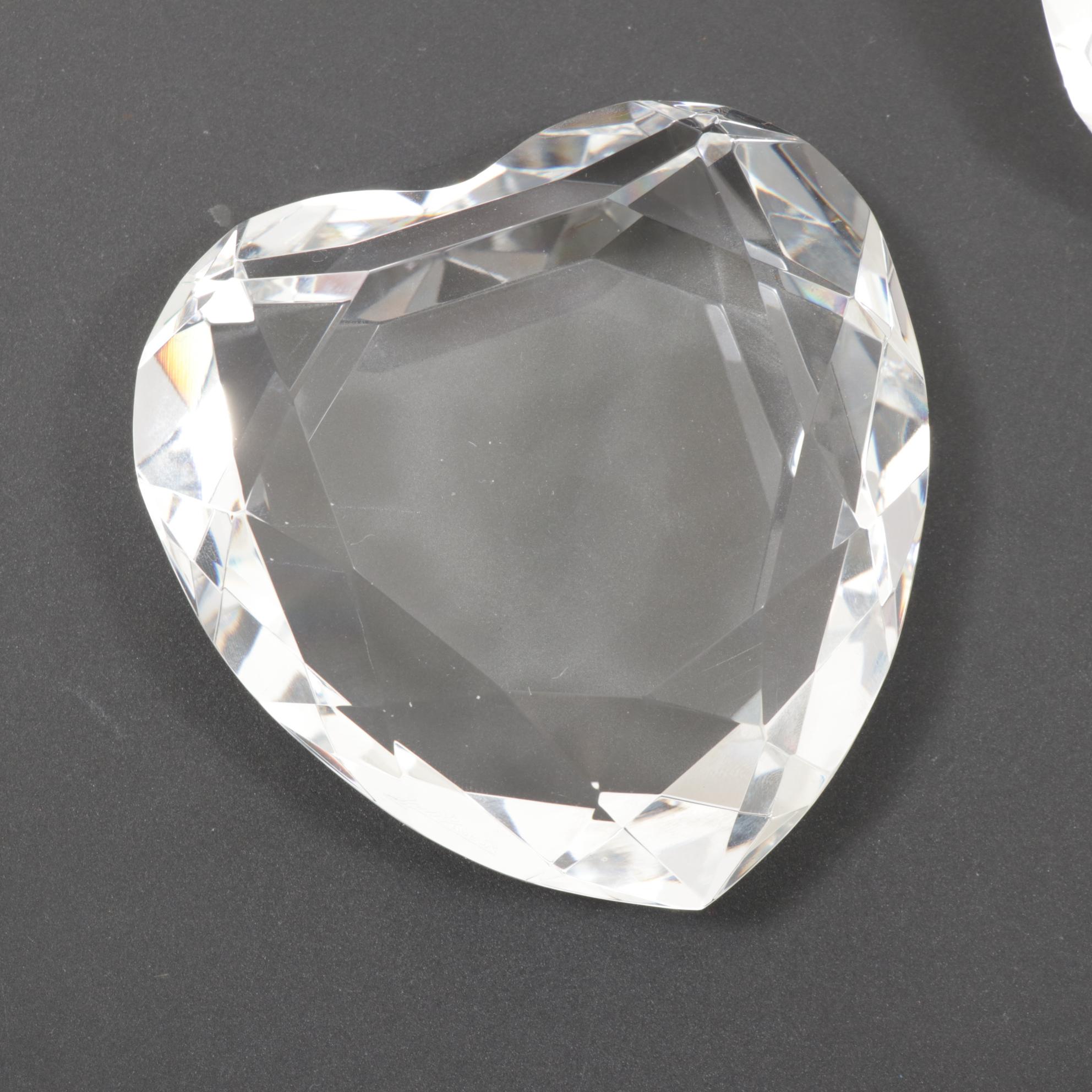 Rosenthal Crystal "Diamond" and "Heart" Paperweights