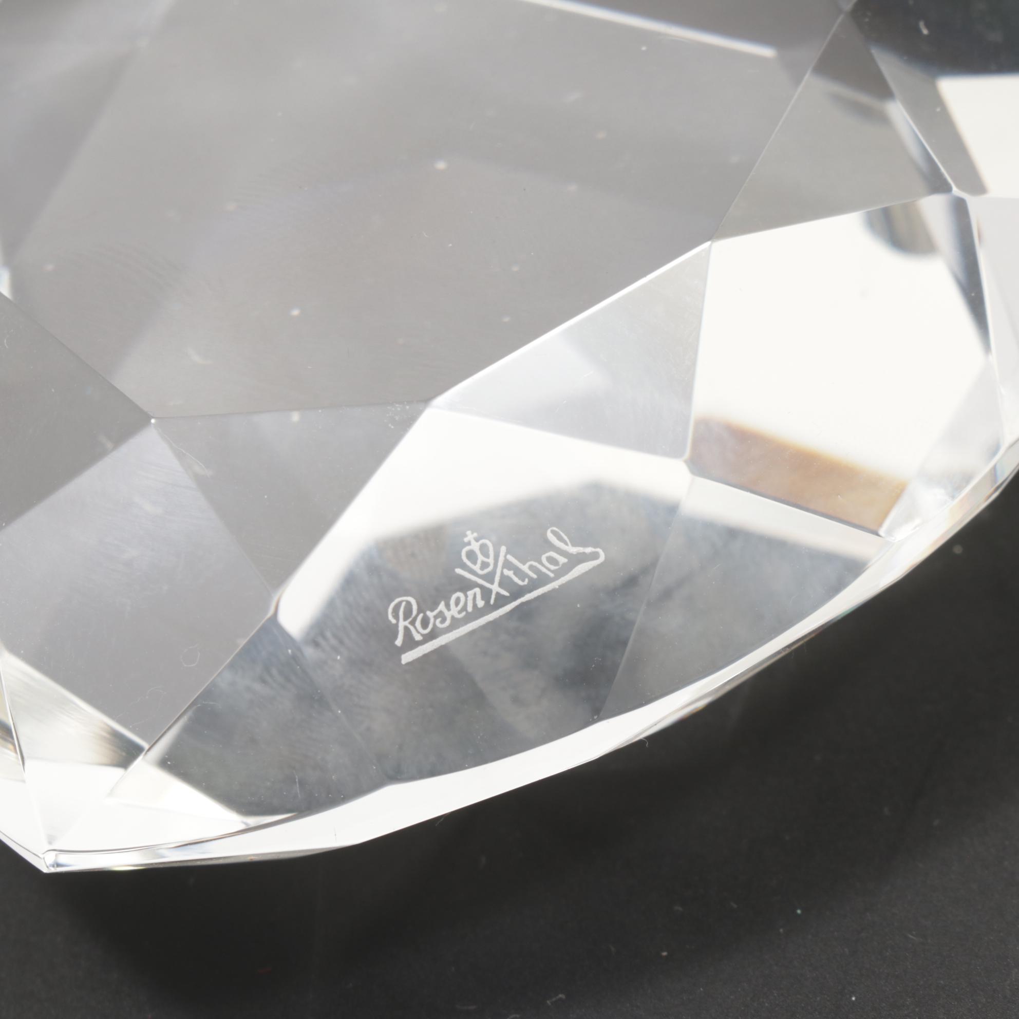 Rosenthal Crystal "Diamond" and "Heart" Paperweights