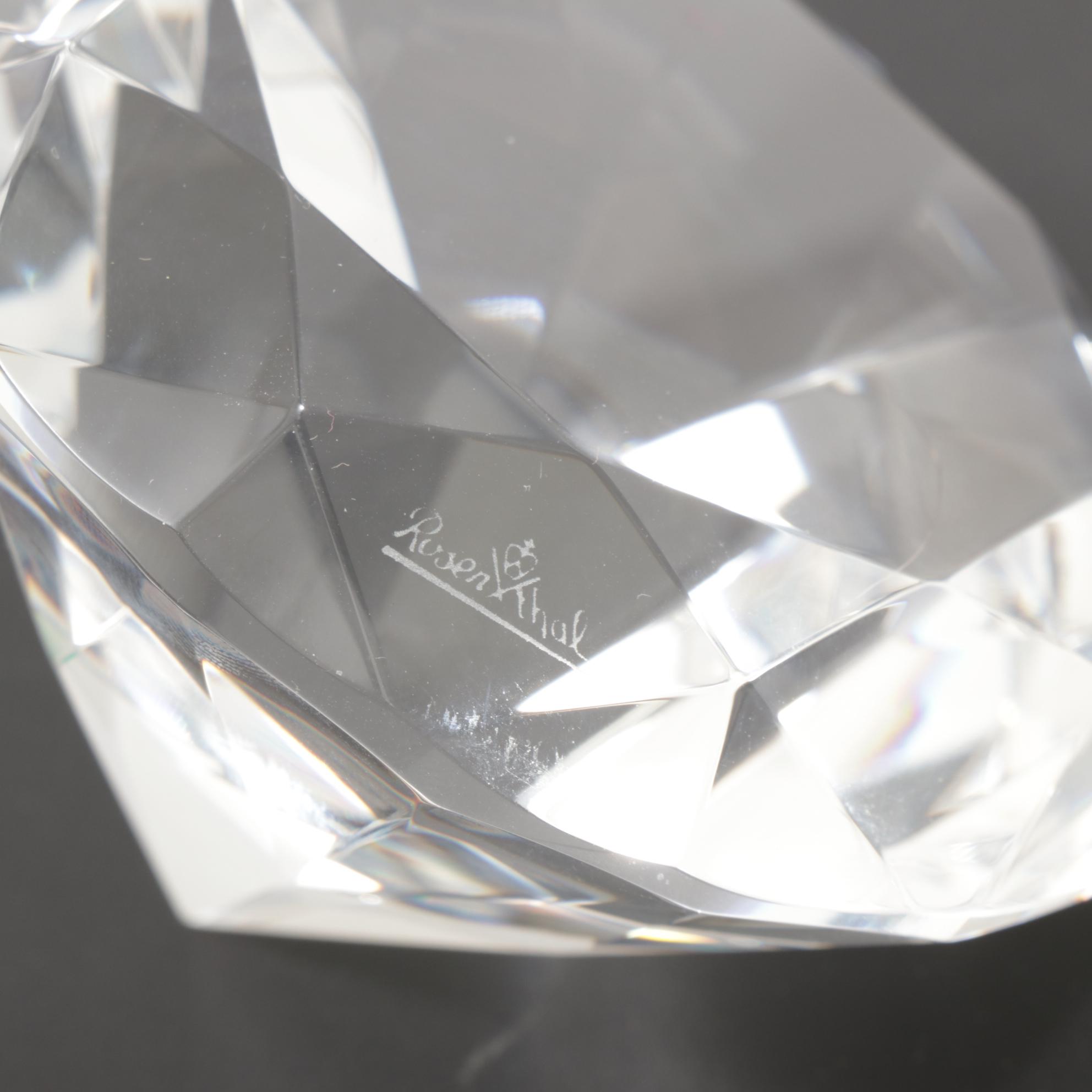 Rosenthal Crystal "Diamond" and "Heart" Paperweights