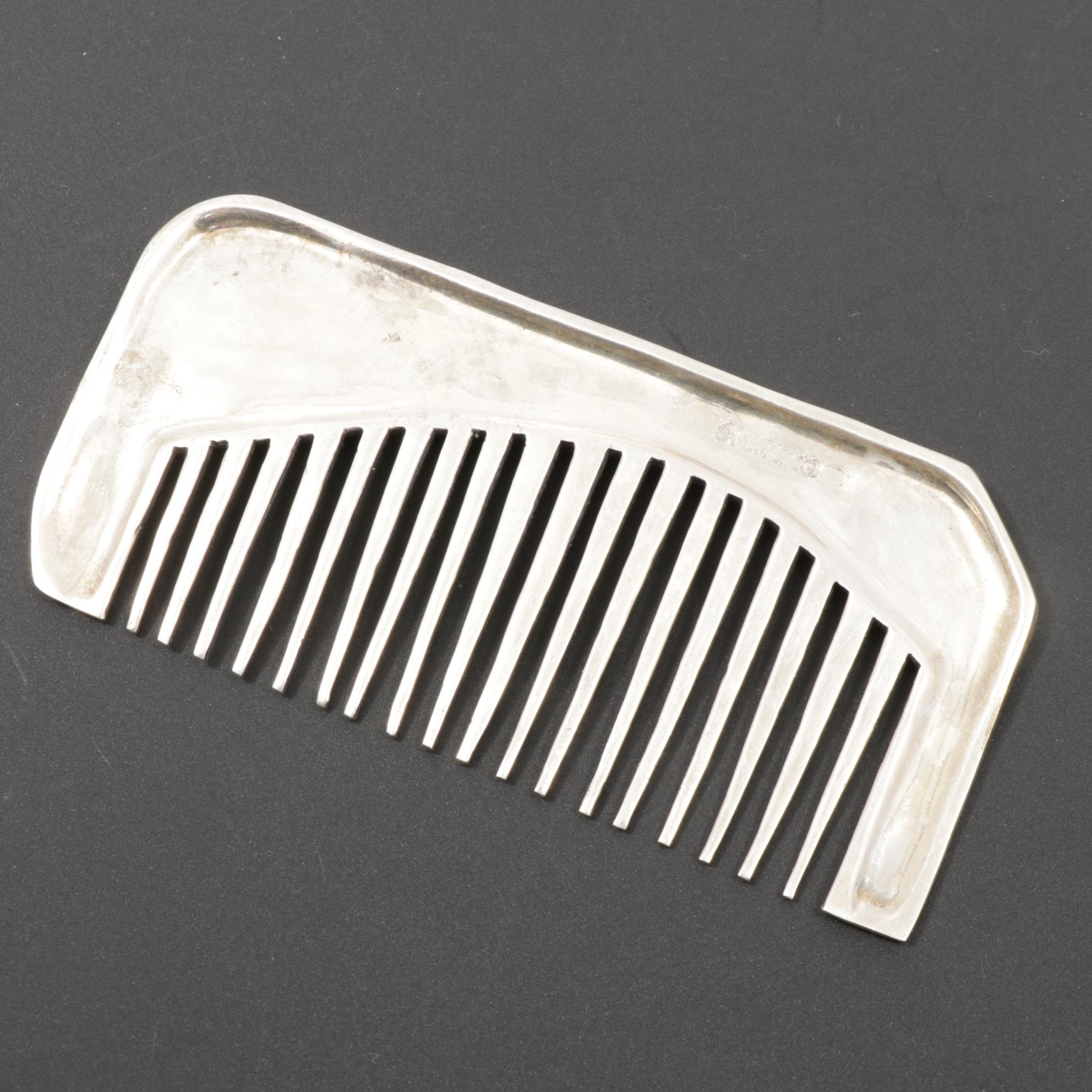 Sterling Silver Hair Comb with Floral Motif