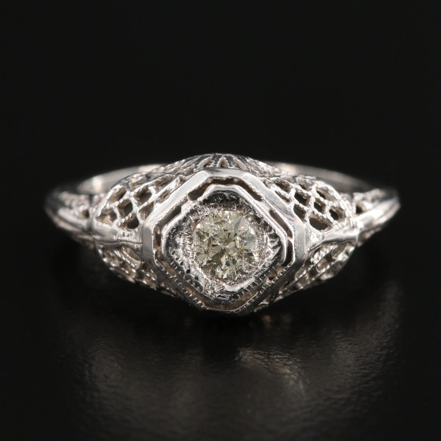 14K White Gold Diamond Ring