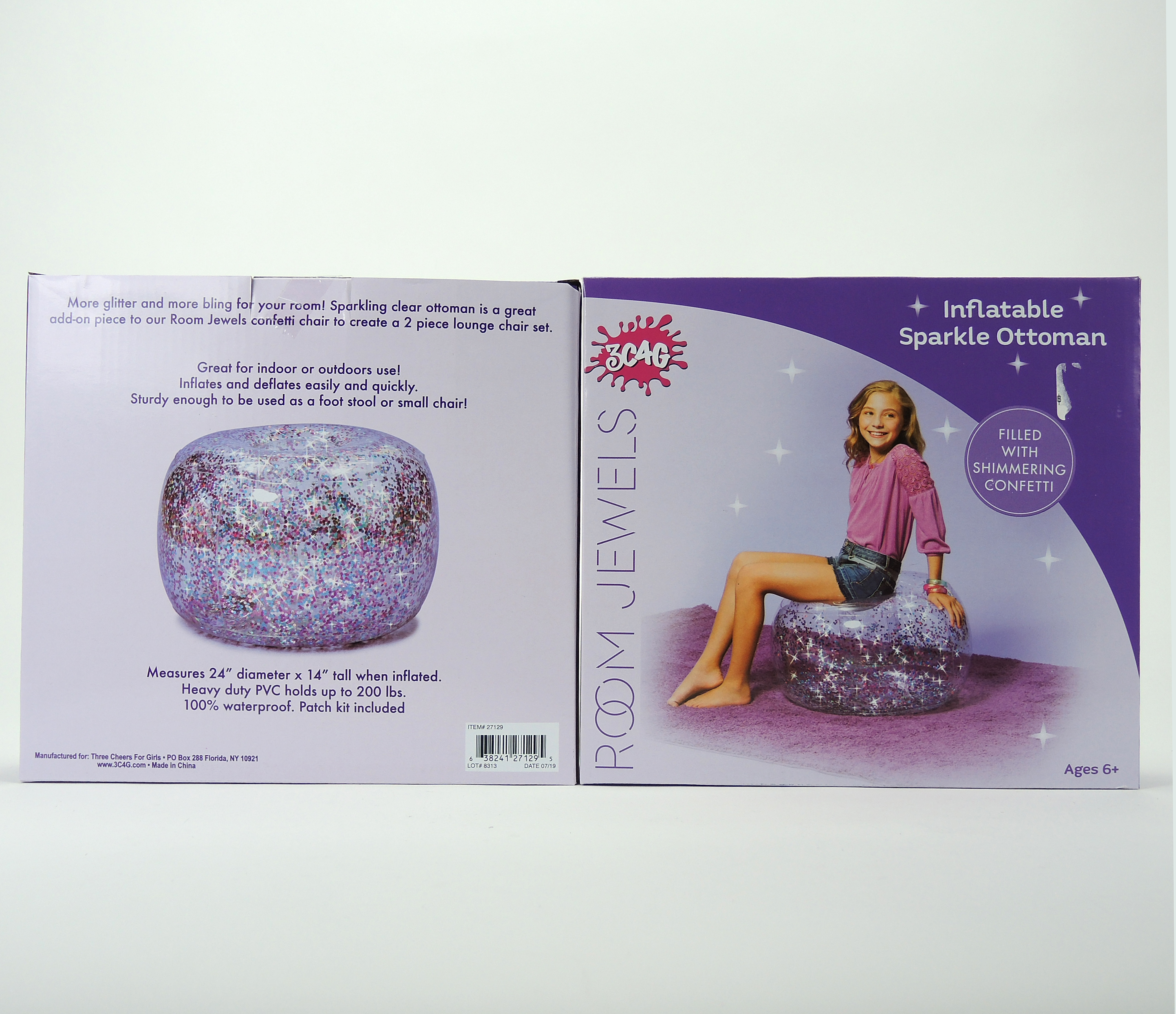 Room Jewels Inflatable Sparkle Chair, Ottoman, and Sequin Pillows