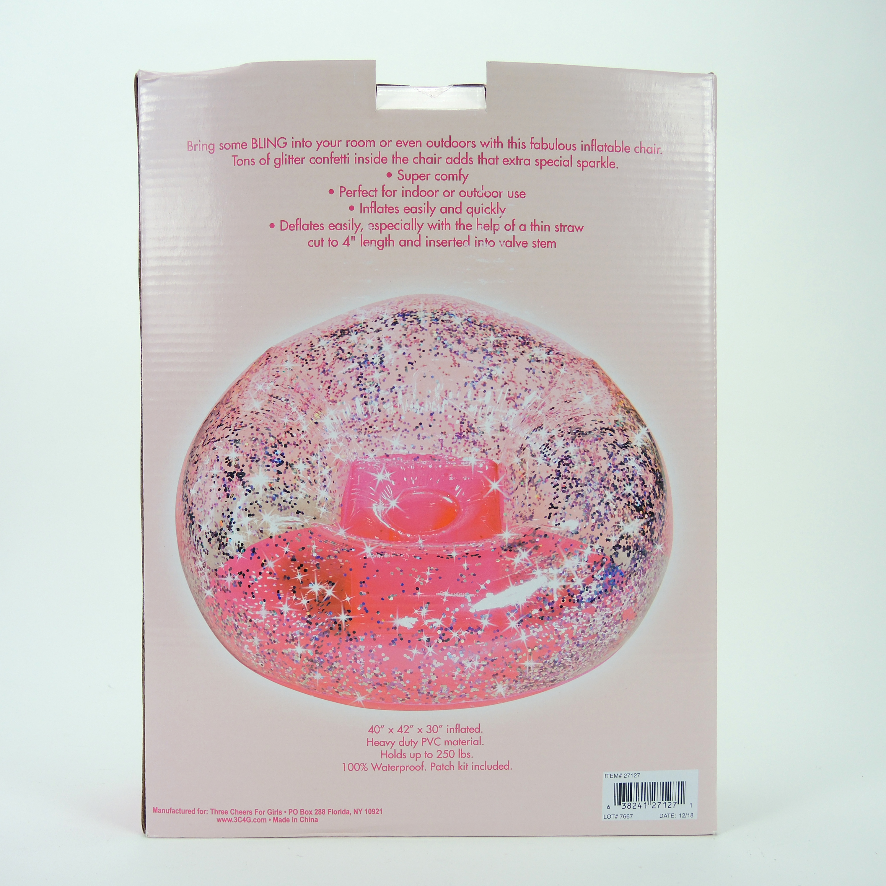 Room Jewels Inflatable Sparkle Chair, Ottoman, and Sequin Pillows