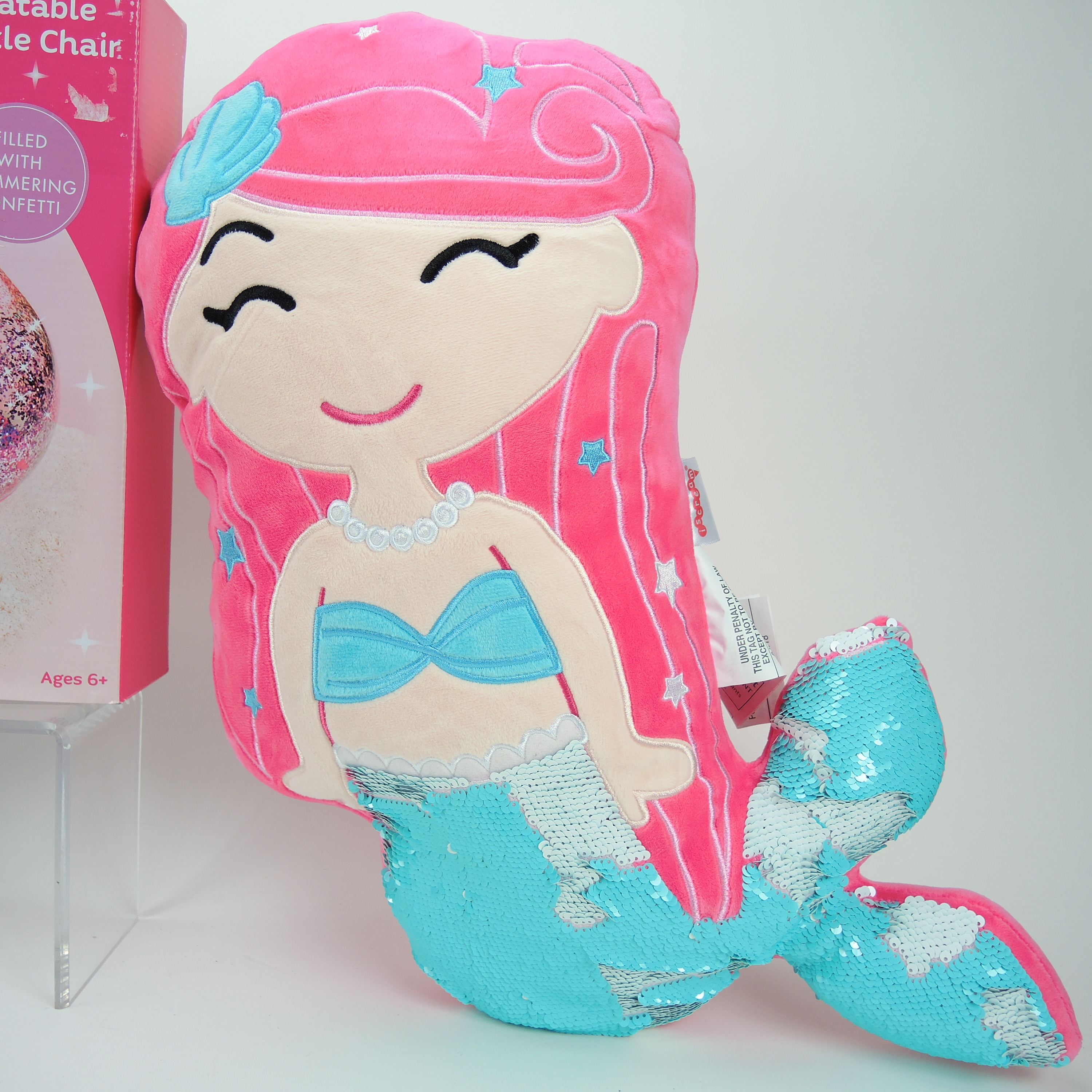 Room Jewels Inflatable Sparkle Chair, Ottoman, and Decorative Pillows