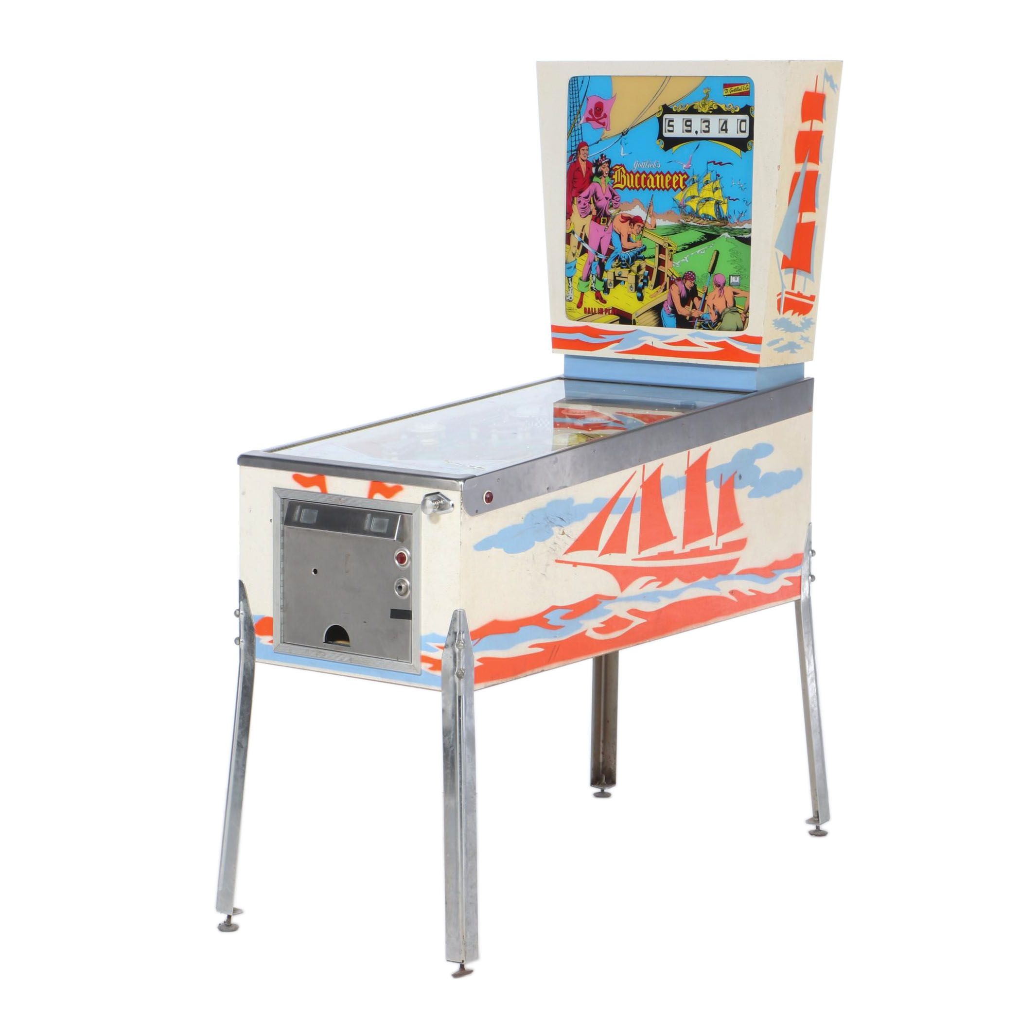 D. Gottlieb & Co. Buccaneer Pinball Machine, Mid 20th Century
