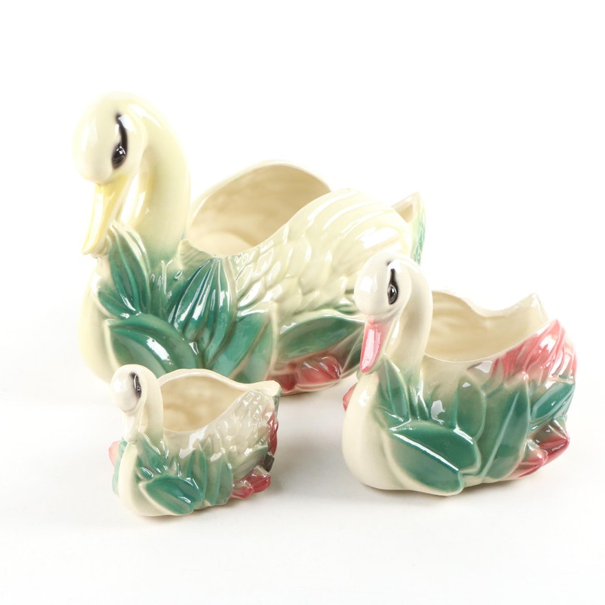 Ungemach Roseville Swan Planters, Mid 20th Century