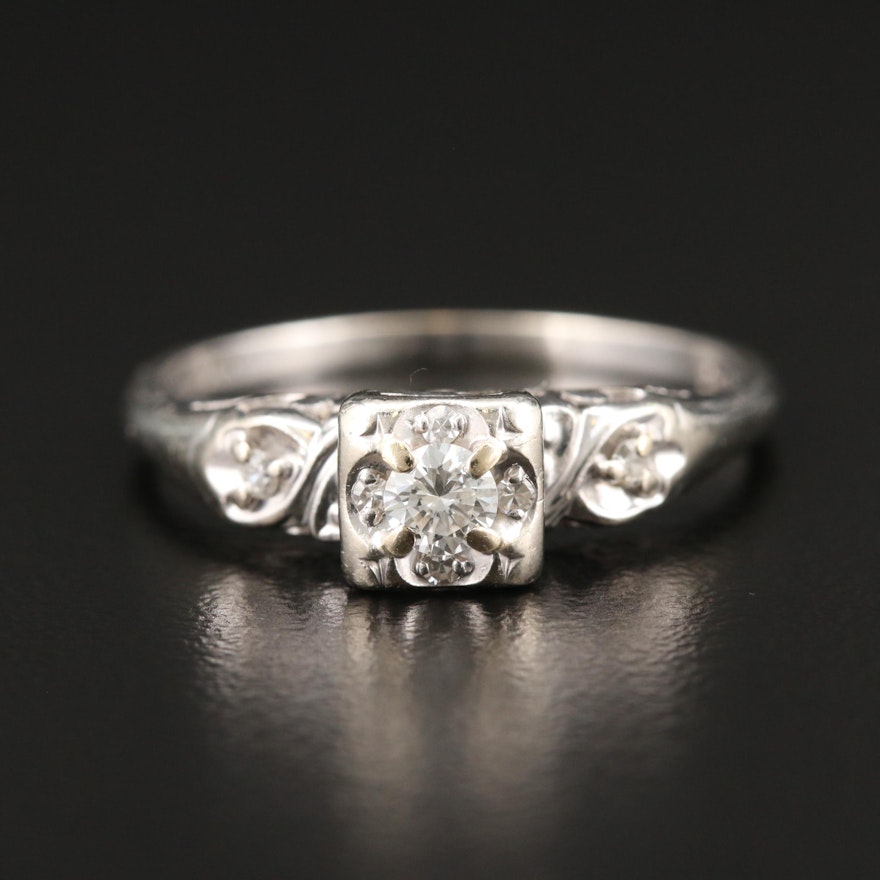 14K White Gold Diamond Ring