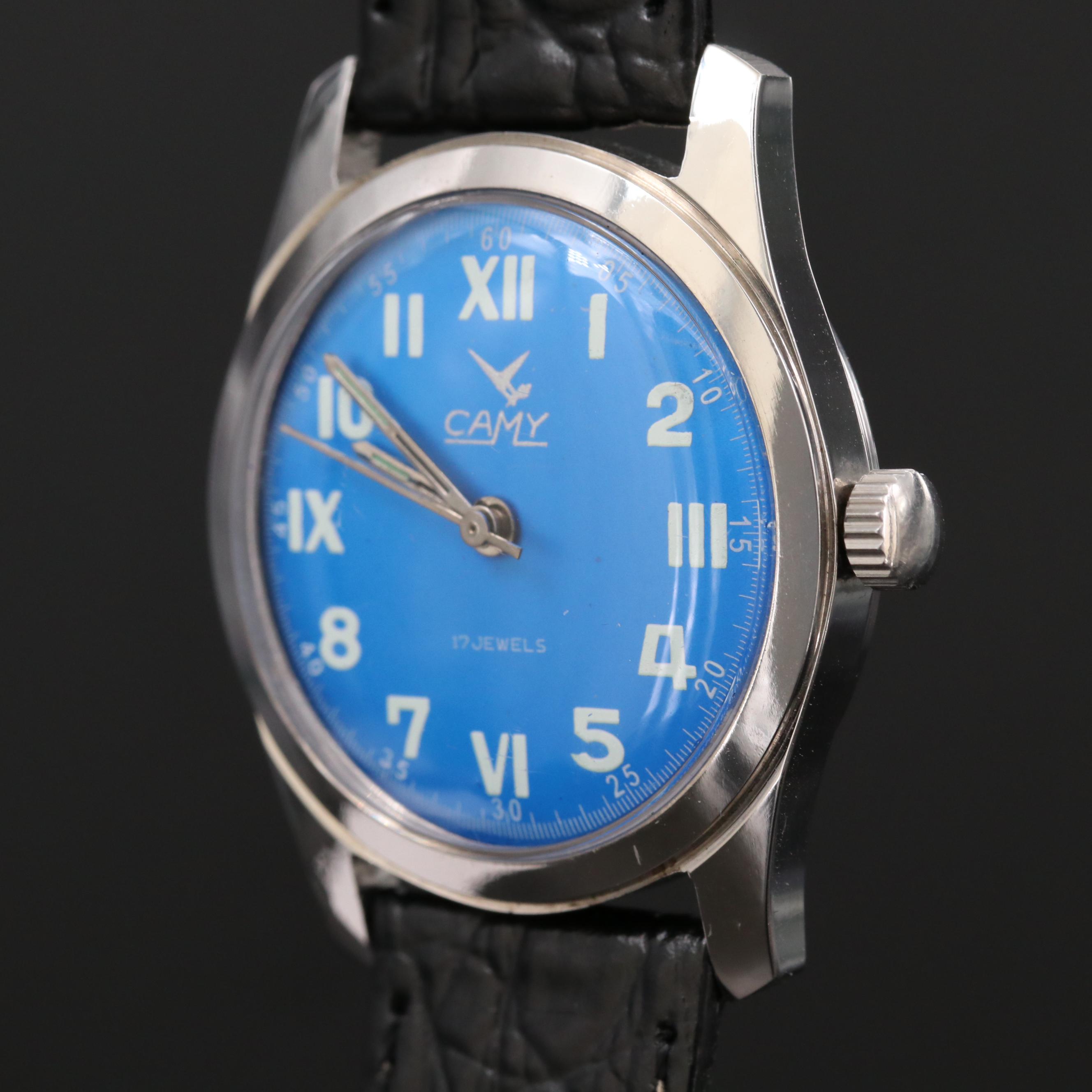 Vintage Camy Stainless Steel Stem Wind Watch
