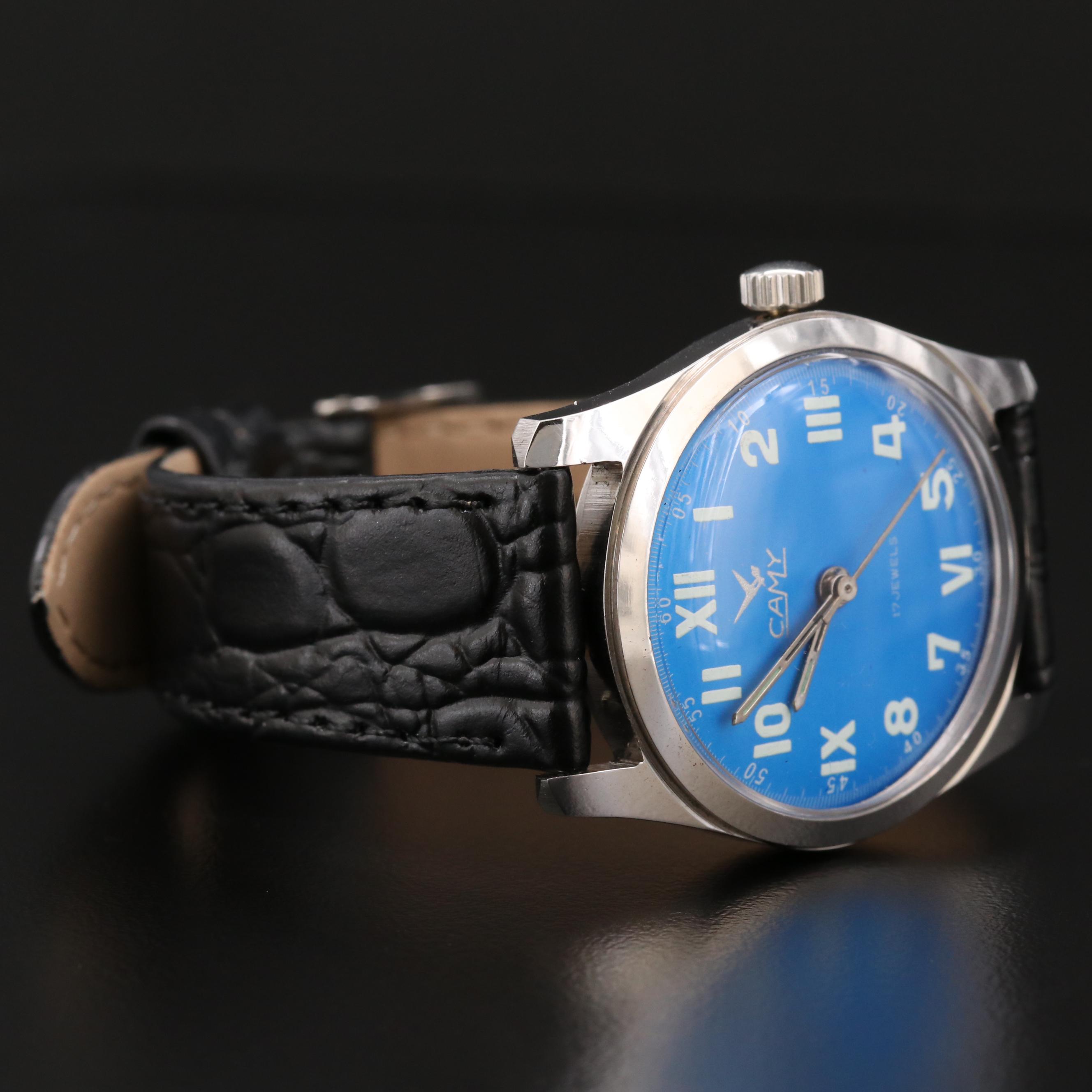 Vintage Camy Stainless Steel Stem Wind Watch