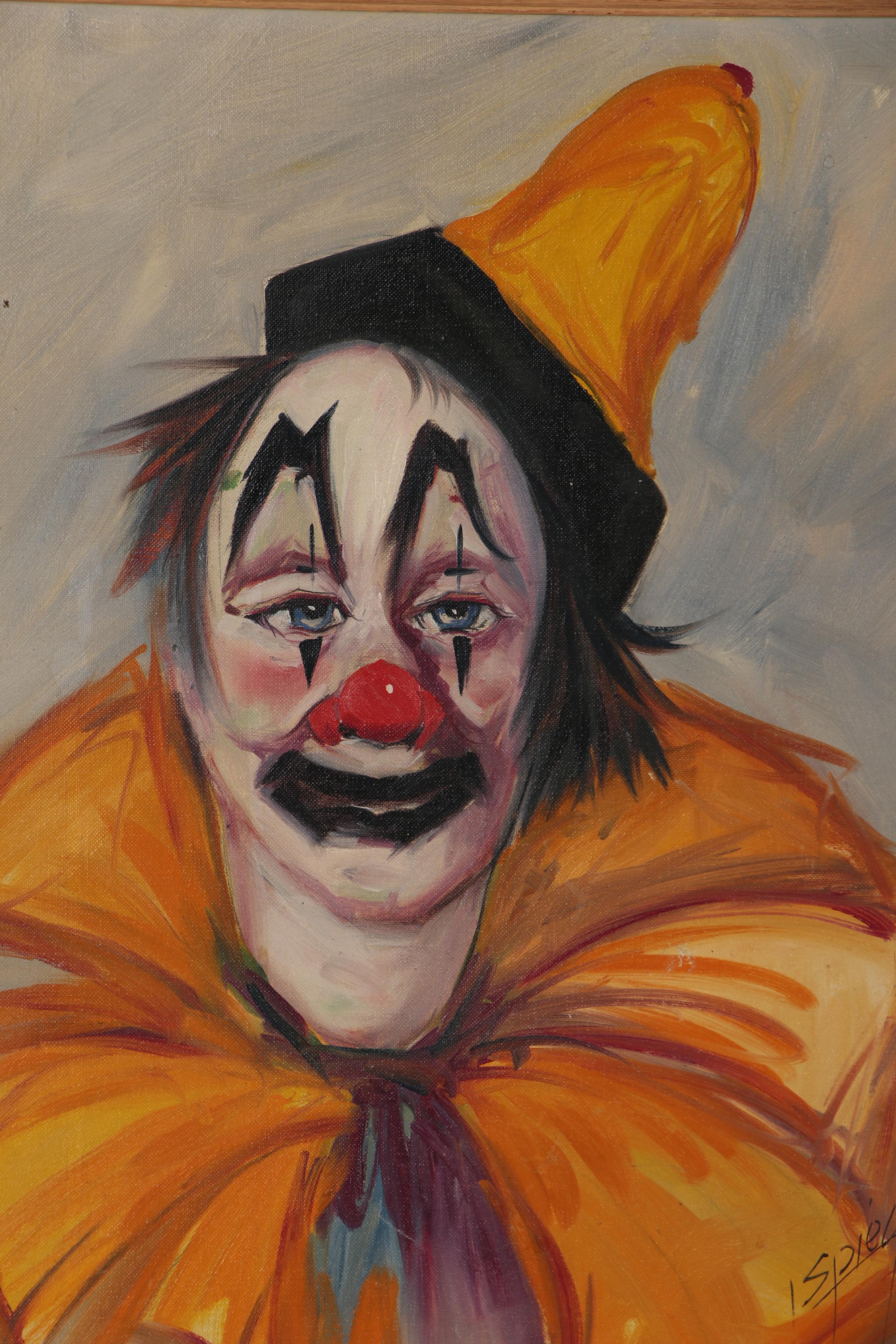 Louis Spiegel Clown Portrait Oil Painting