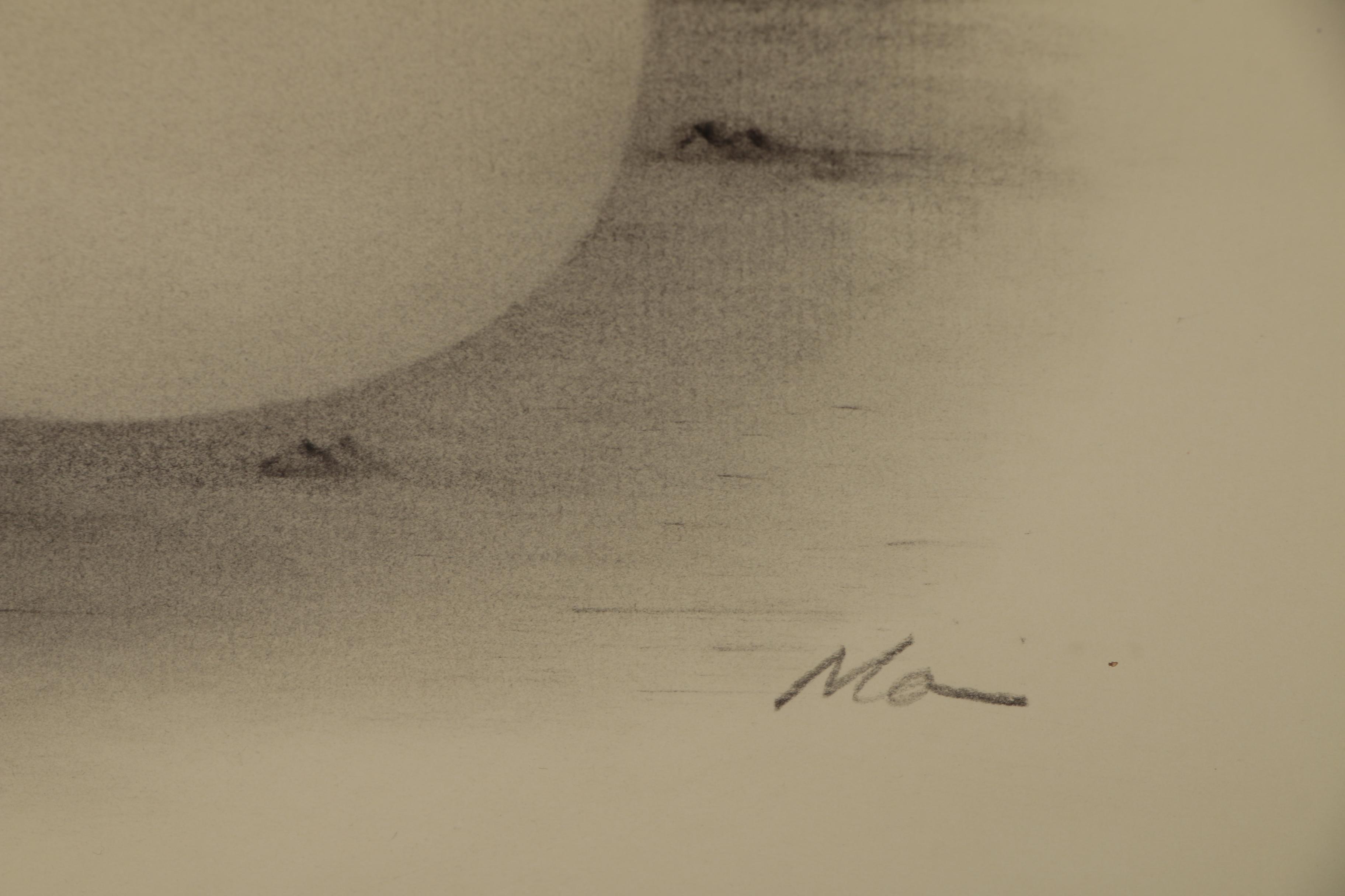 Charcoal Figure Drawing of Seated Female Nude