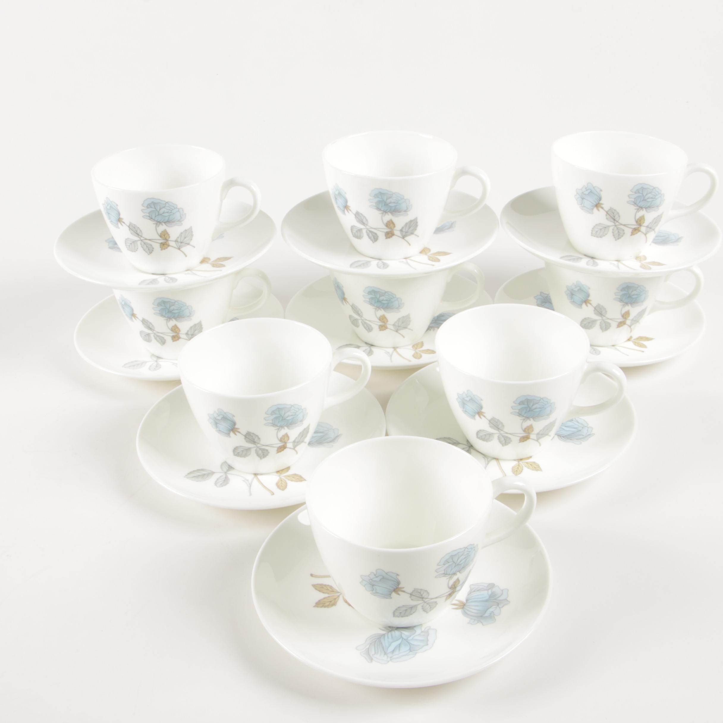 Wedgwood "Ice Rose" China Coffee Set, Mid to Late 20th Century