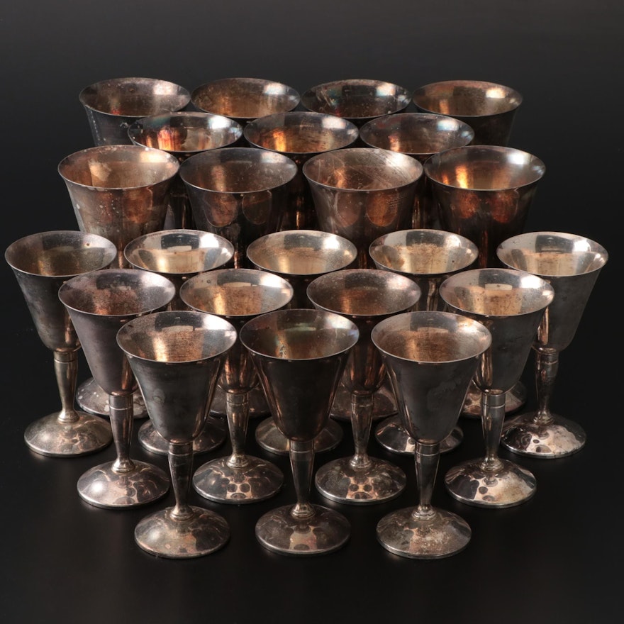 Spanish Silver Plate Flared Wine Goblets