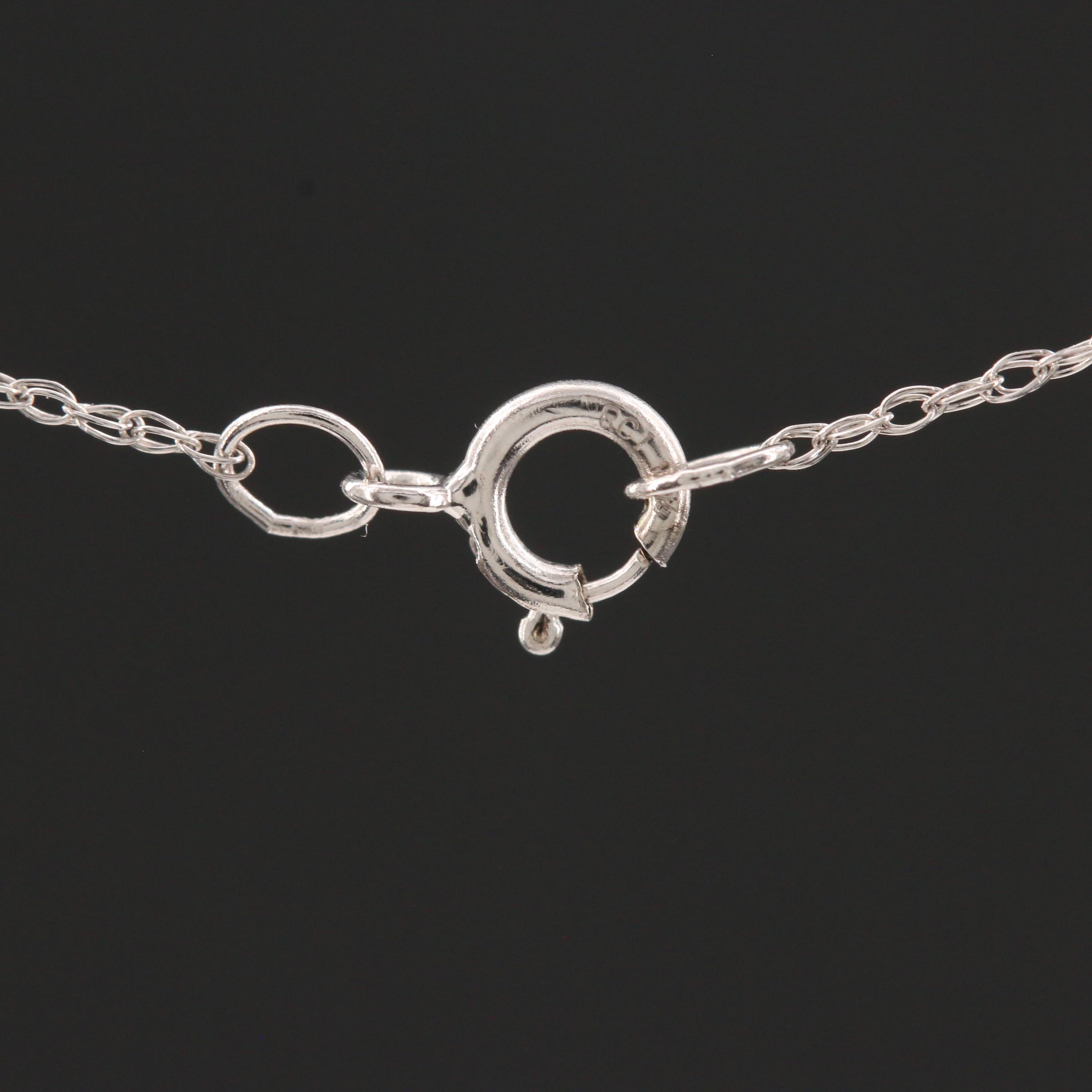 14K White Gold Ruby and Diamond Pendant Necklace