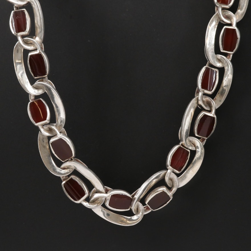 Taxco Antonio Pineda 970 Silver Onyx Necklace