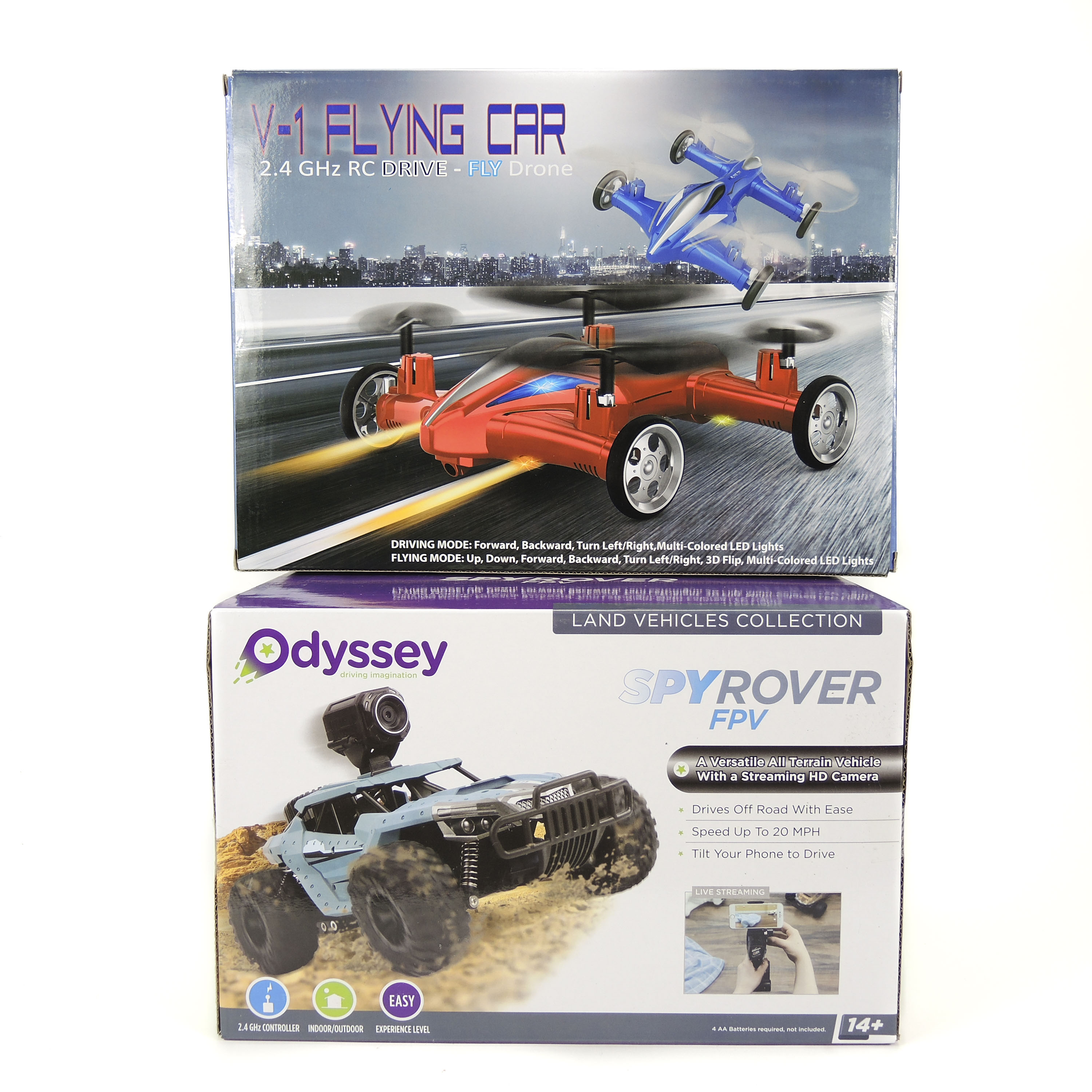 Odyssey SpyRover FPV and Leading Edge V-1 Flying Car Drone