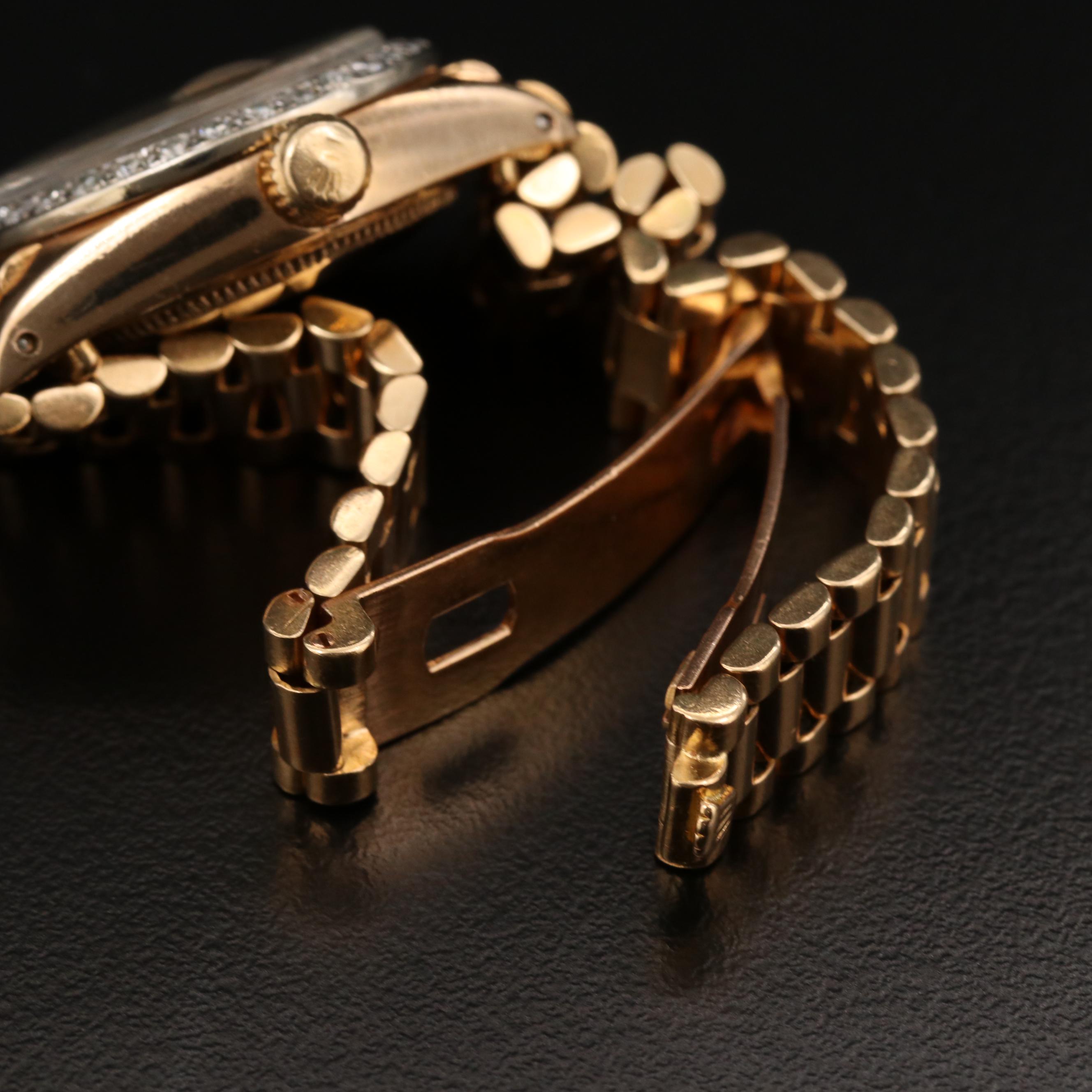 Rolex President Datejust 18K Gold Watch with 1.05 CTW Diamond Dial and Bezel