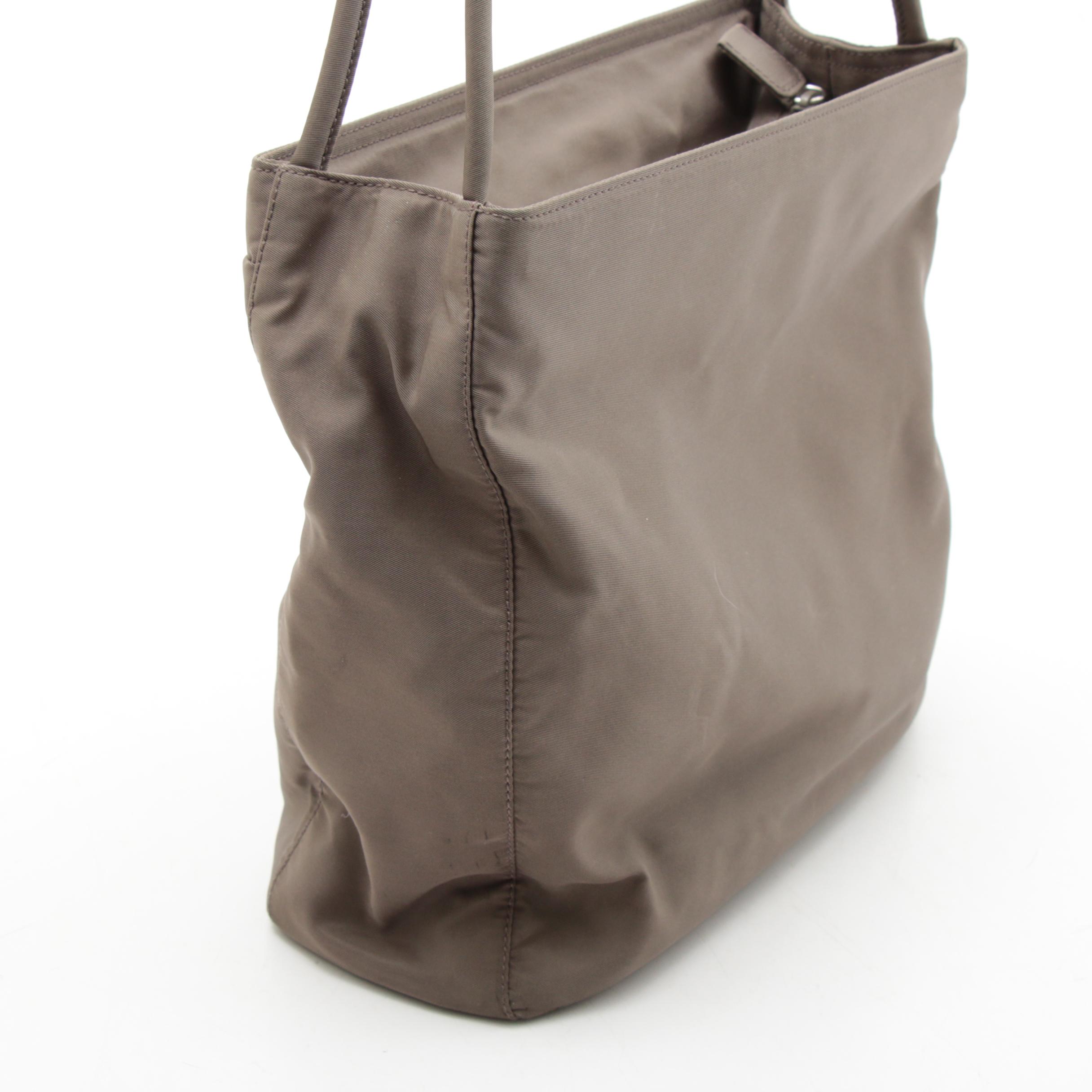 Prada Tessuto Nylon Zip Top Shoulder Bag in Taupe