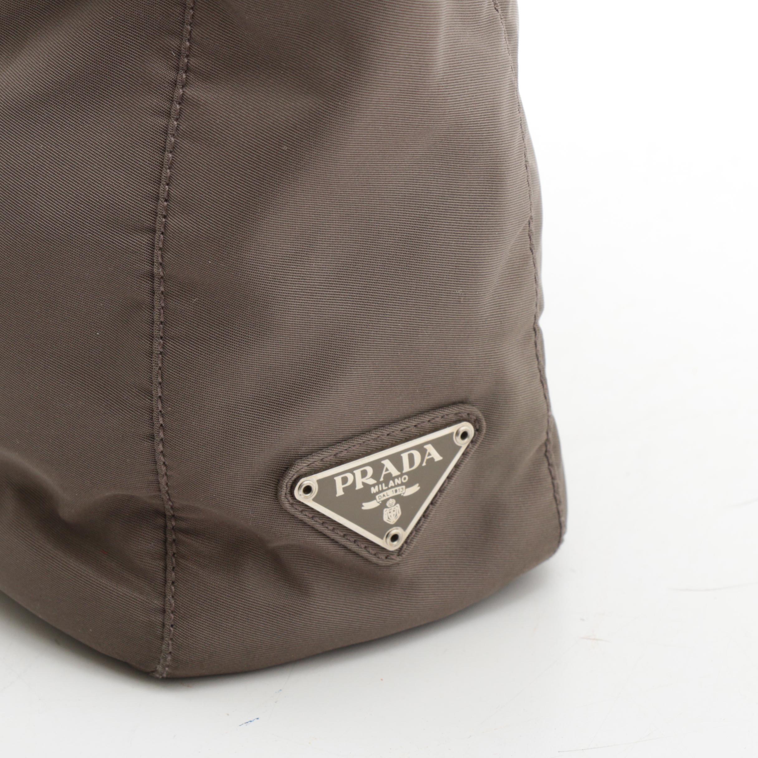 Prada Tessuto Nylon Zip Top Shoulder Bag in Taupe