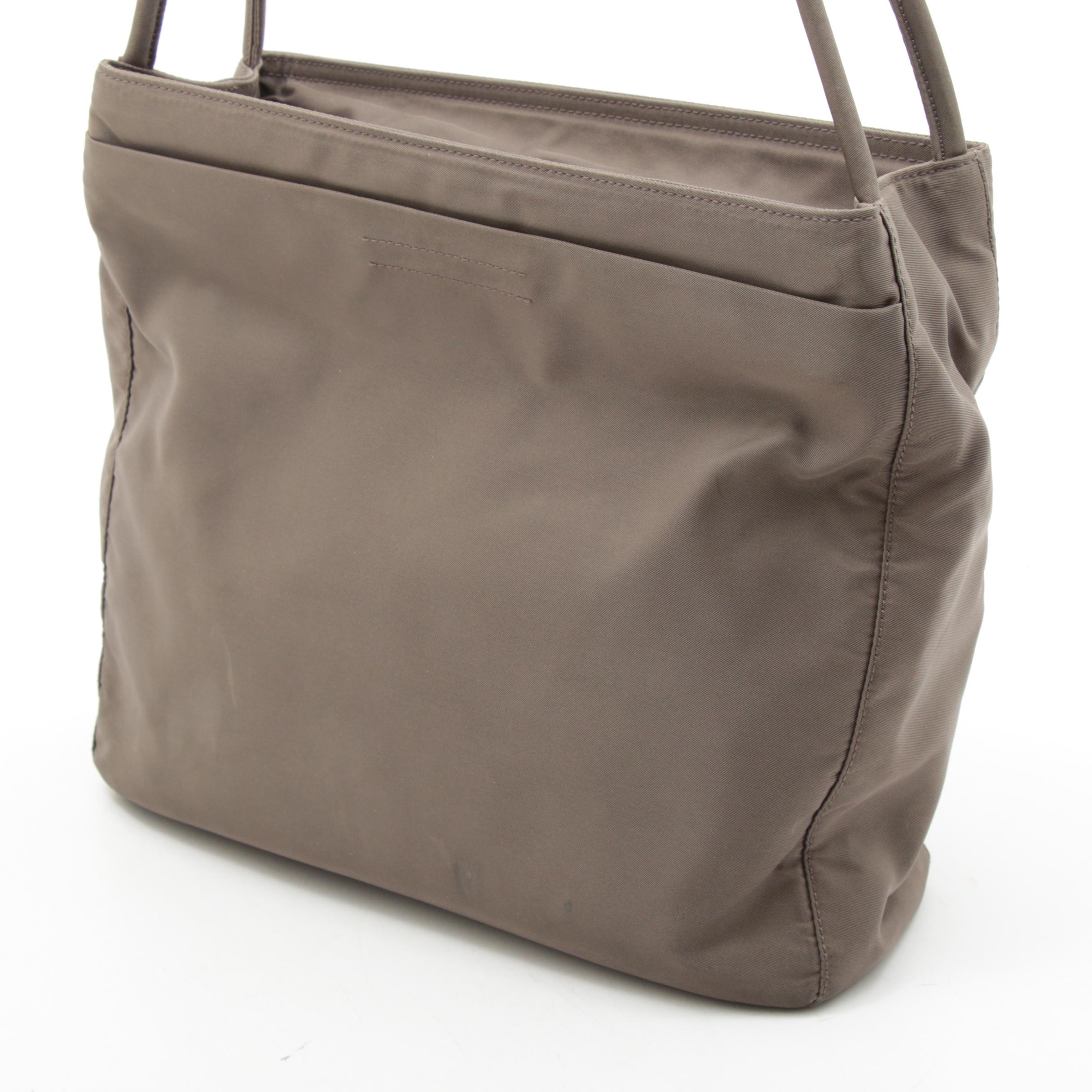 Prada Tessuto Nylon Zip Top Shoulder Bag in Taupe