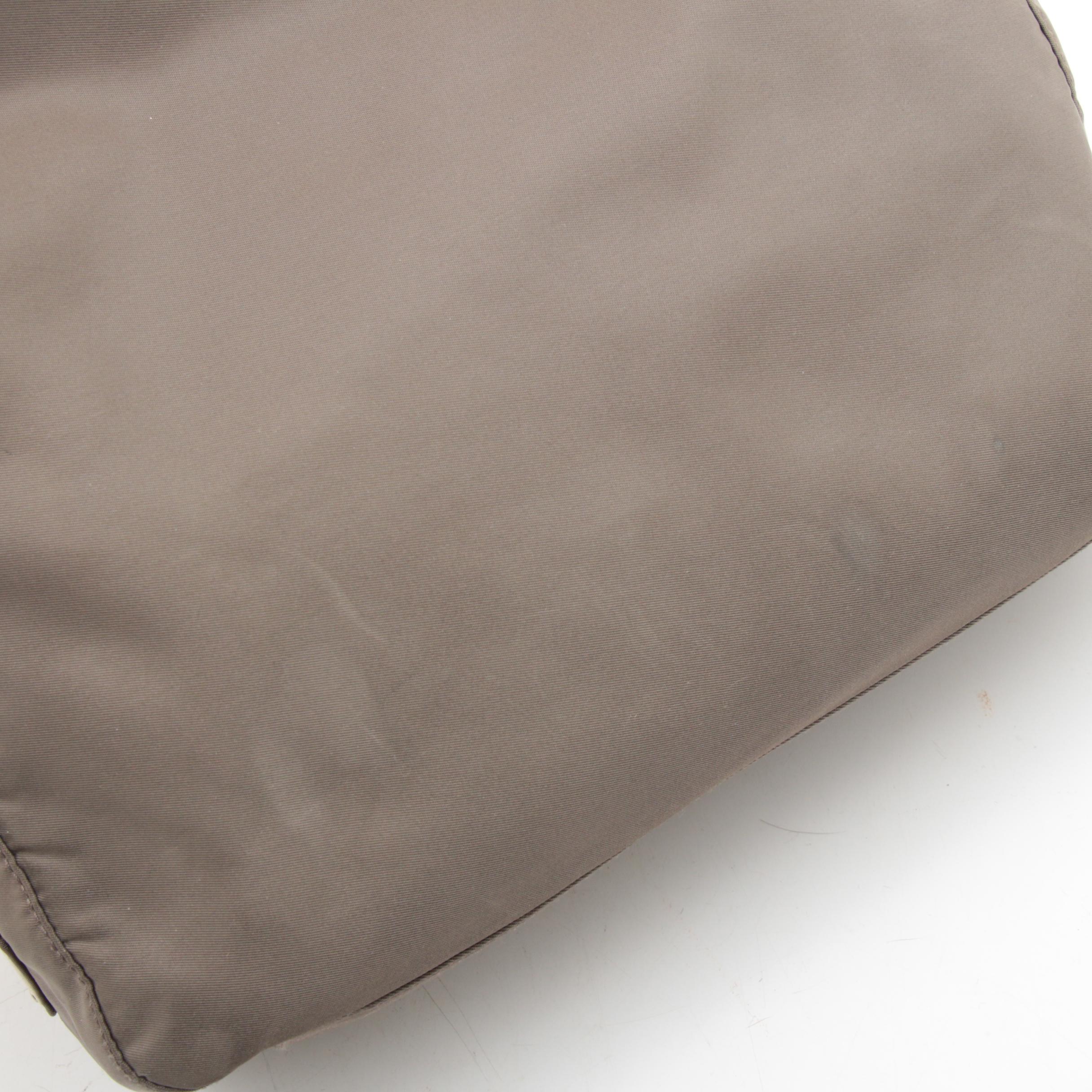 Prada Tessuto Nylon Zip Top Shoulder Bag in Taupe